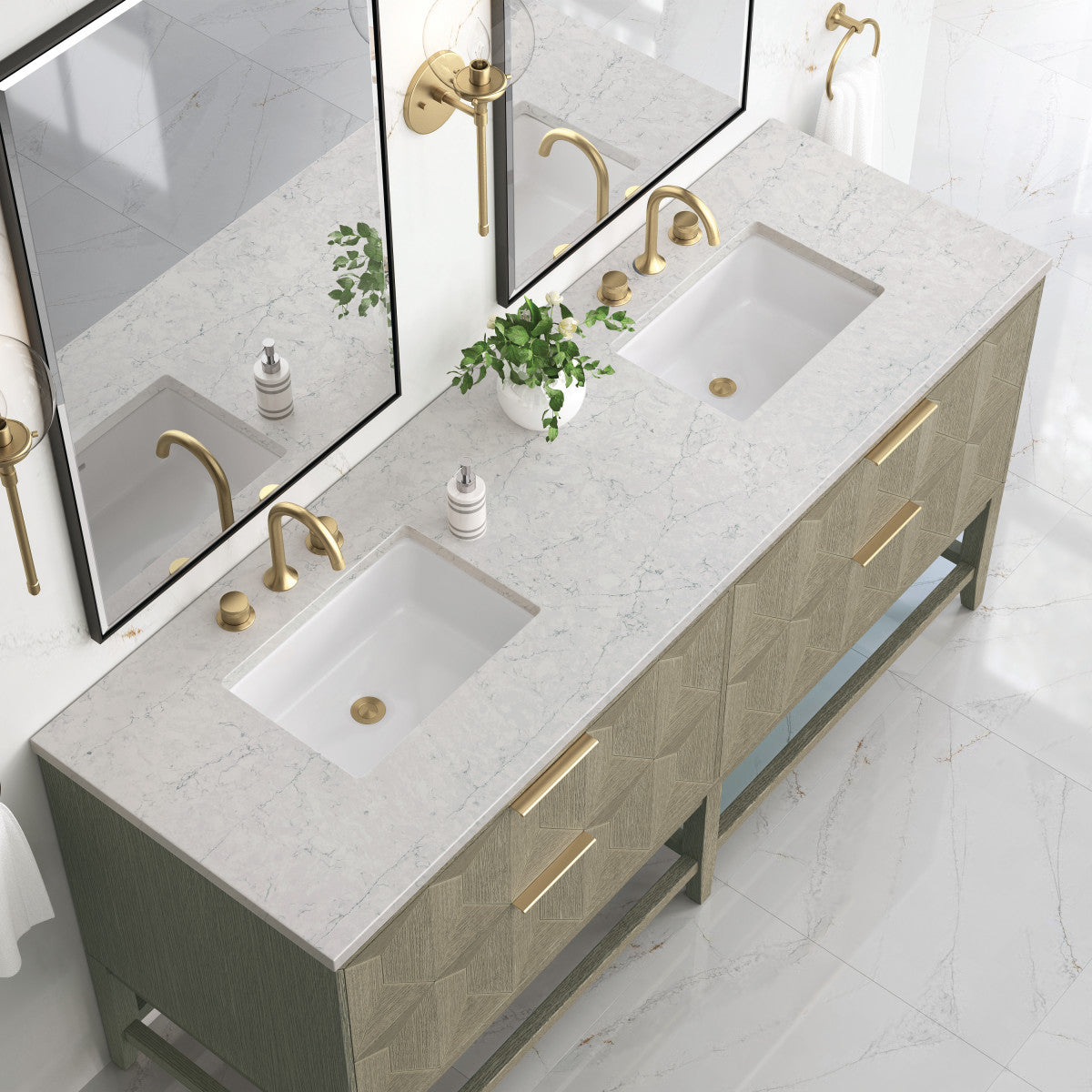 Emmeline 72" Double Vanity Cabinet, Pebble Oak