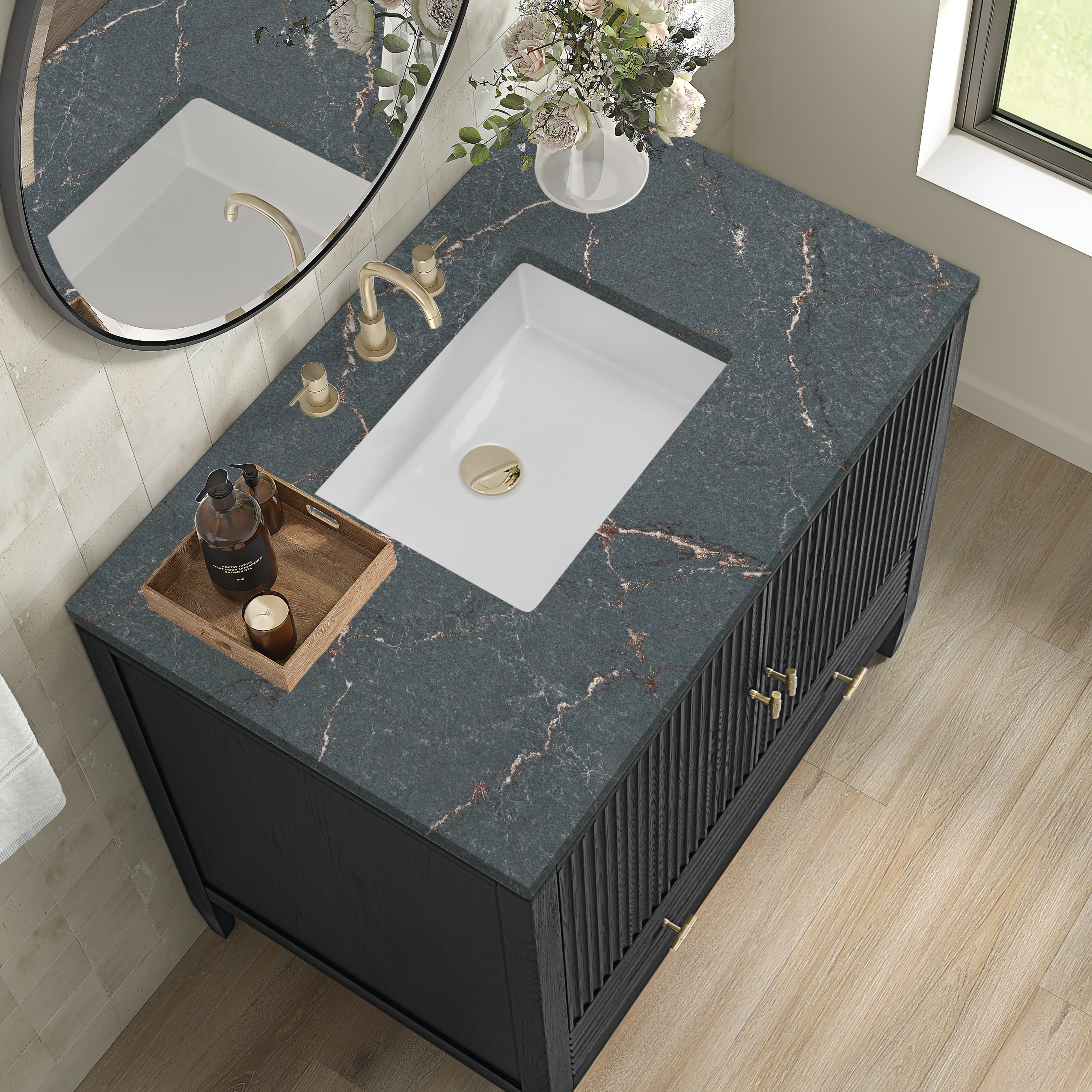 James Martin Myrrin 36" Vanity in Carbon Oak with 3cm Countertop