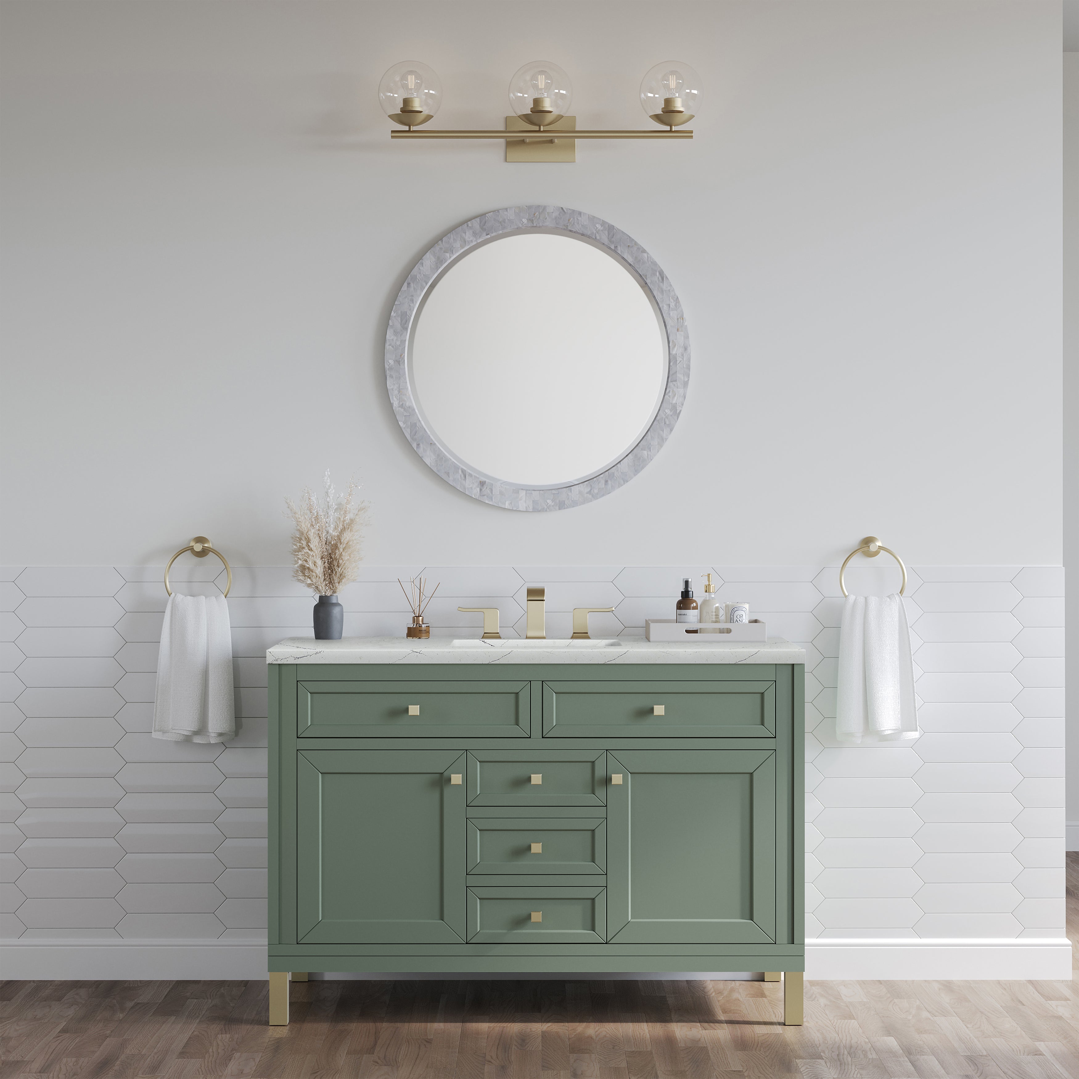 James Martin Chicago 48" Single Vanity in Smokey Celadon with 3cm Countertop