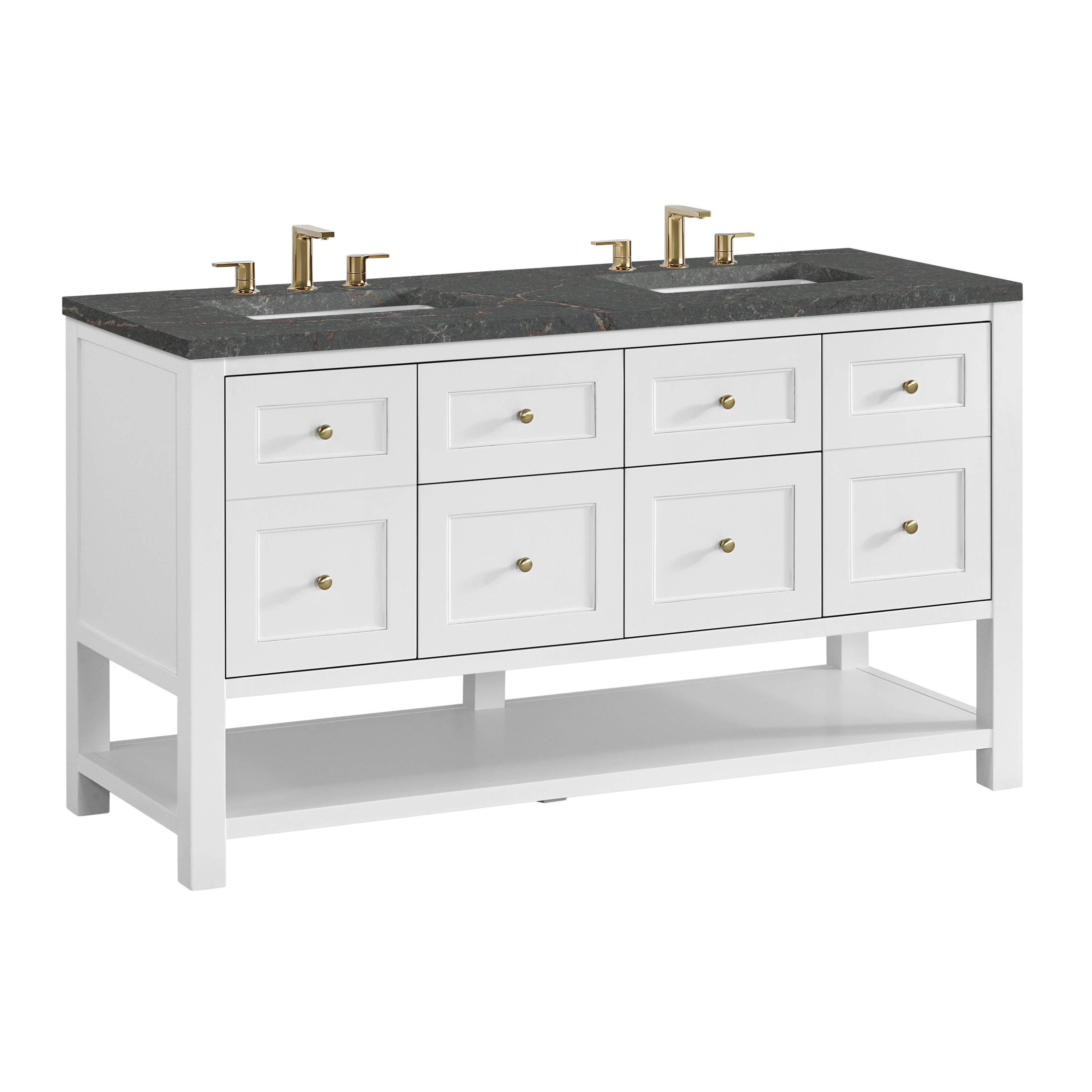 James Martin Breckenridge 60" Double Vanity in Bright White with 3cm Countertop