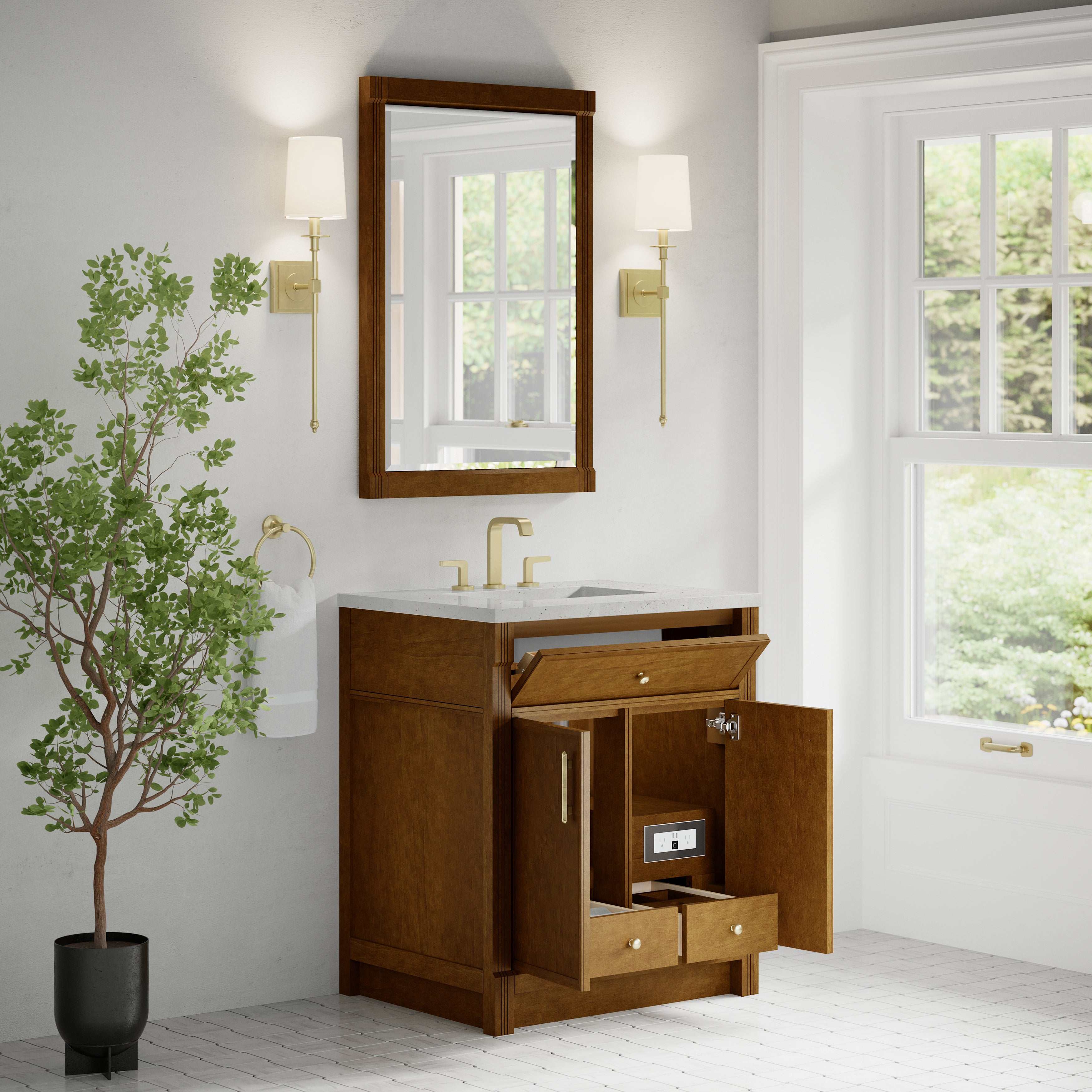 James Martin Bellshire 30" Single Vanity in Honey Oak with 3cm Countertop