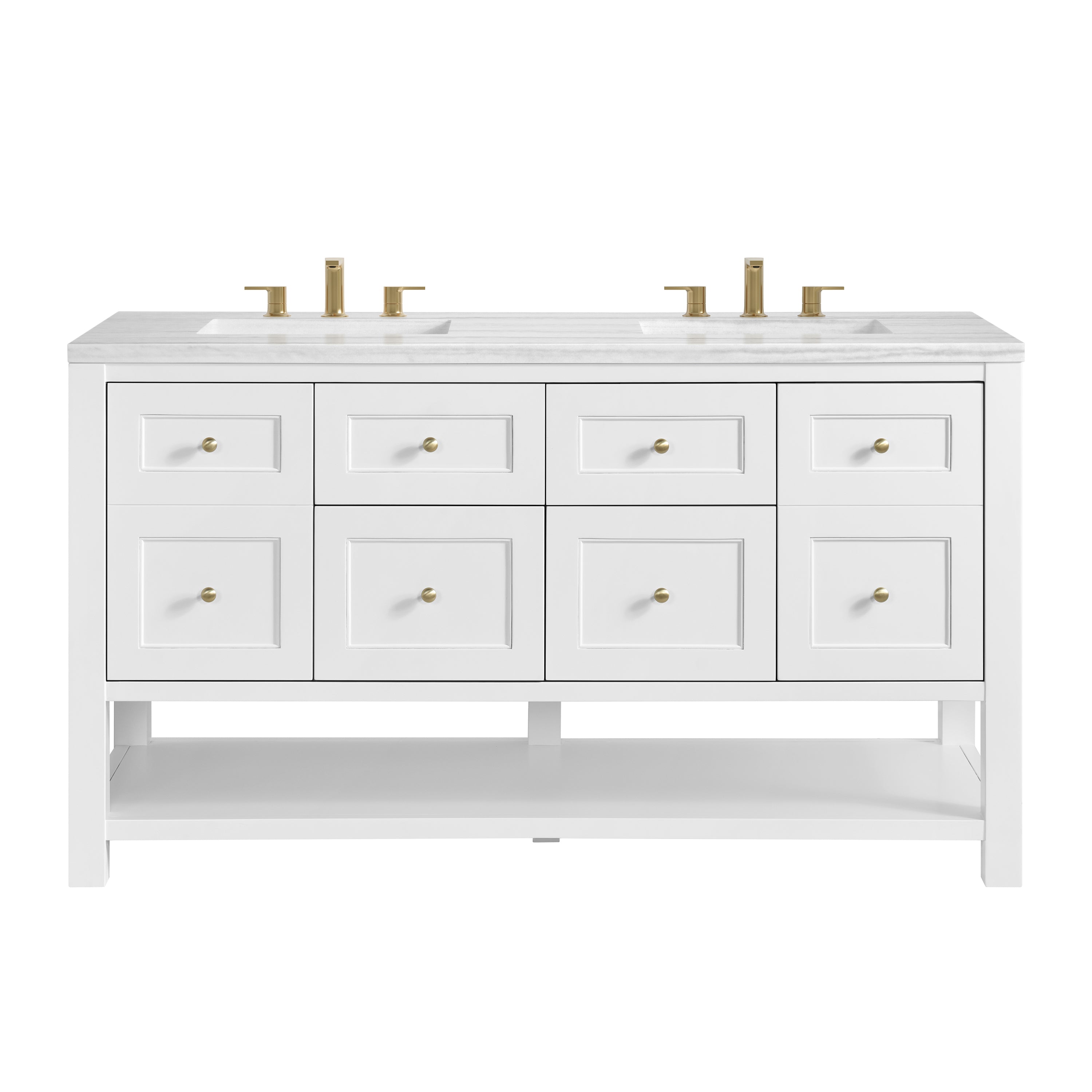 James Martin Breckenridge 60" Double Vanity in Bright White with 3cm Countertop