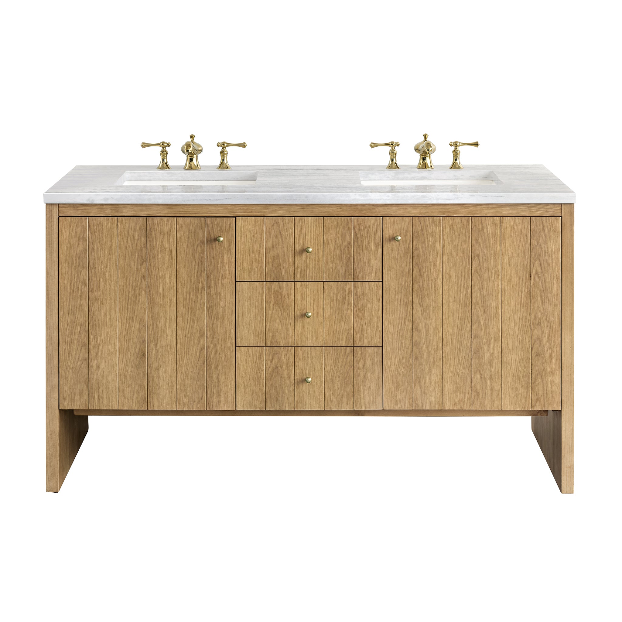 James Martin Hudson 60" Double Vanity in Light Natural Oak with 3cm Countertop