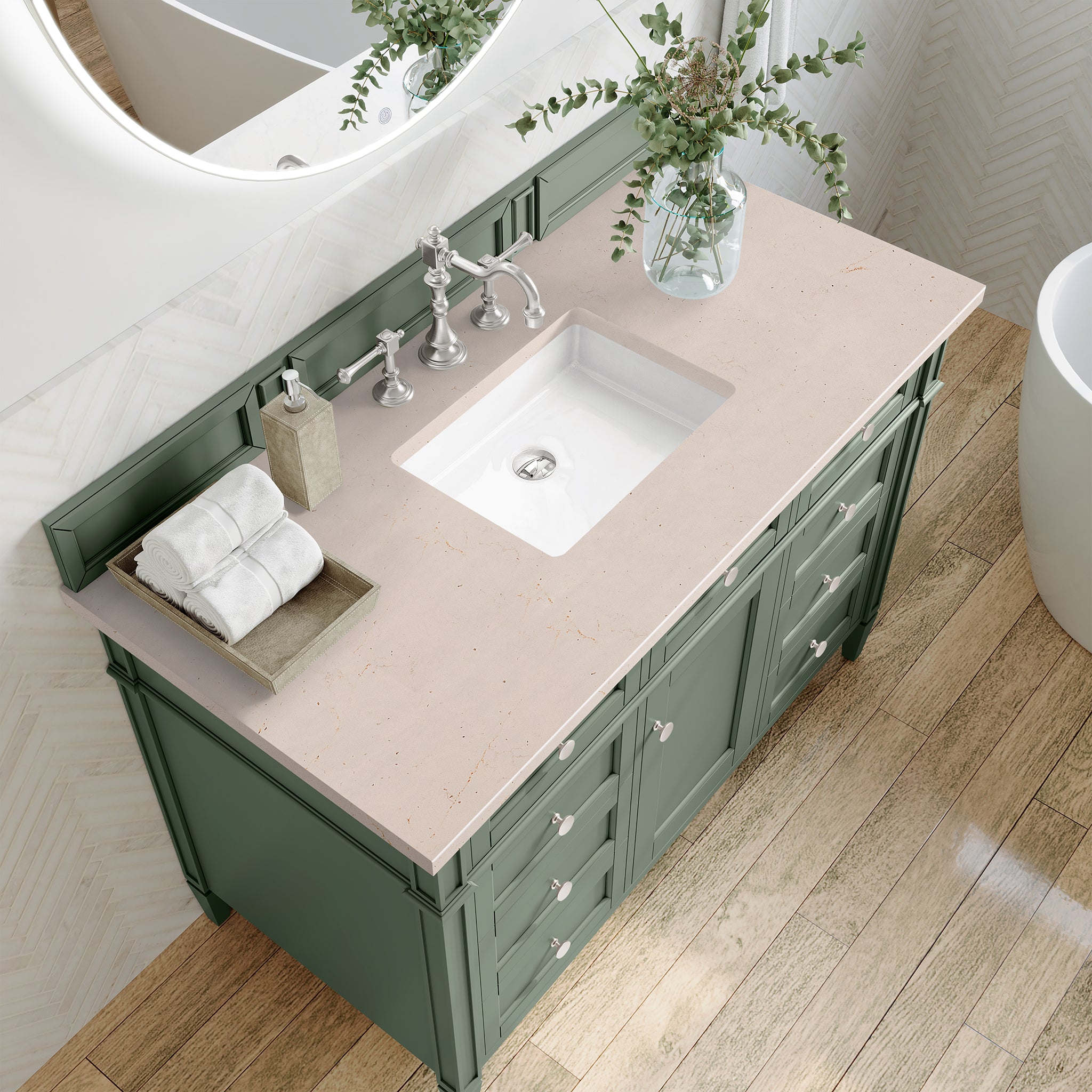 James Martin Brittany 48" Single Vanity in Smokey Celadon with 3cm Countertop