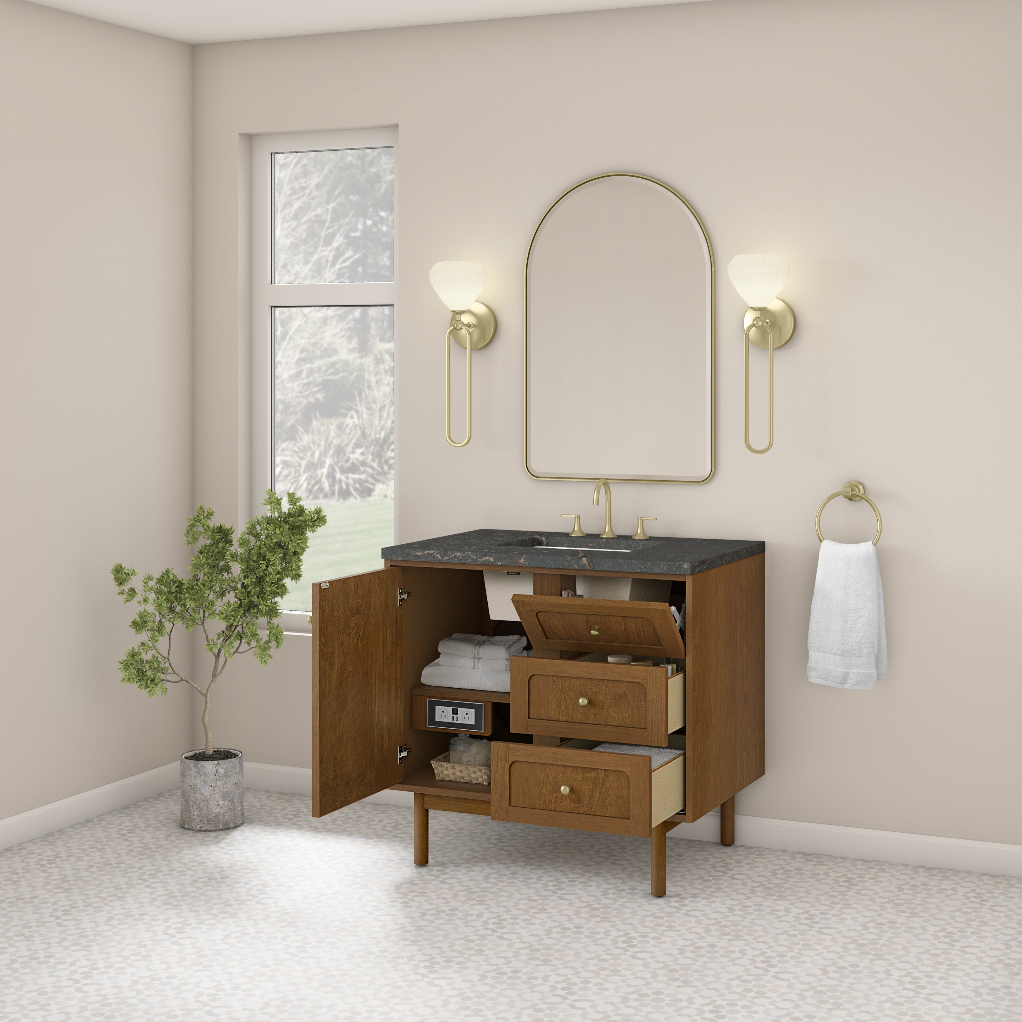 James Martin Laurent 36" Single Vanity in Honey Oak with 3cm Countertop