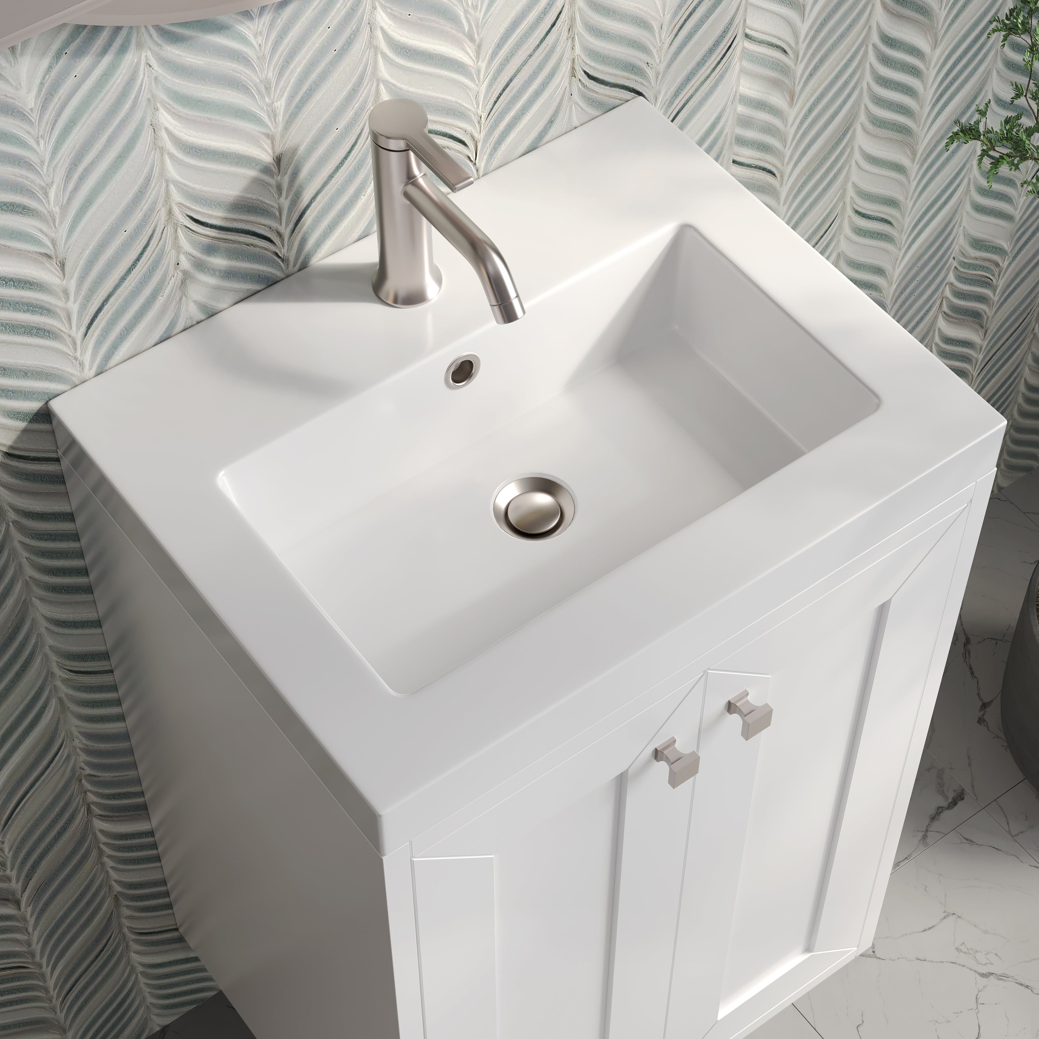 James Martin Chianti 20" Single Vanity in Glossy White with White Glossy Composite Stone Top