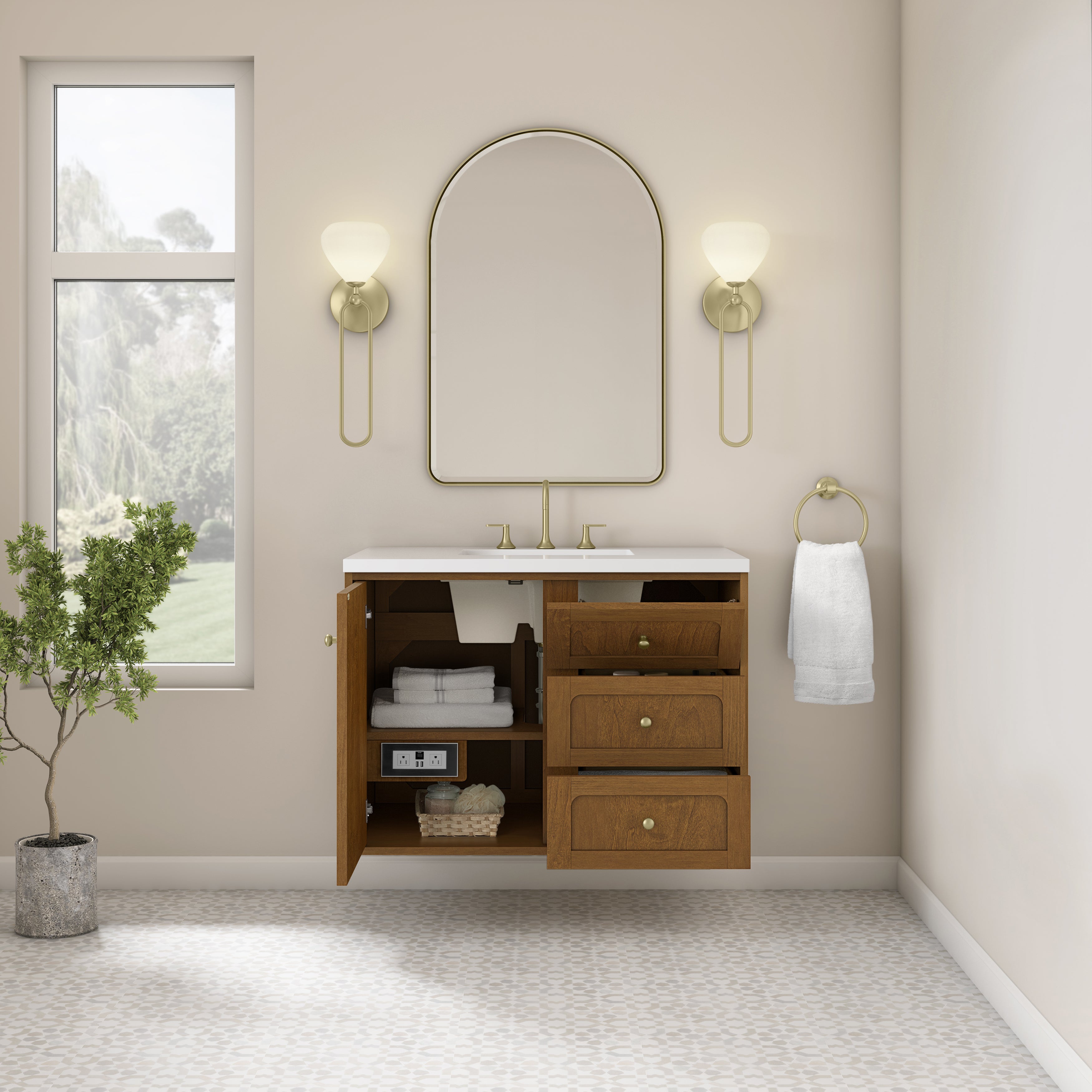 James Martin Laurent 36" Single Vanity in Honey Oak with 3cm Countertop