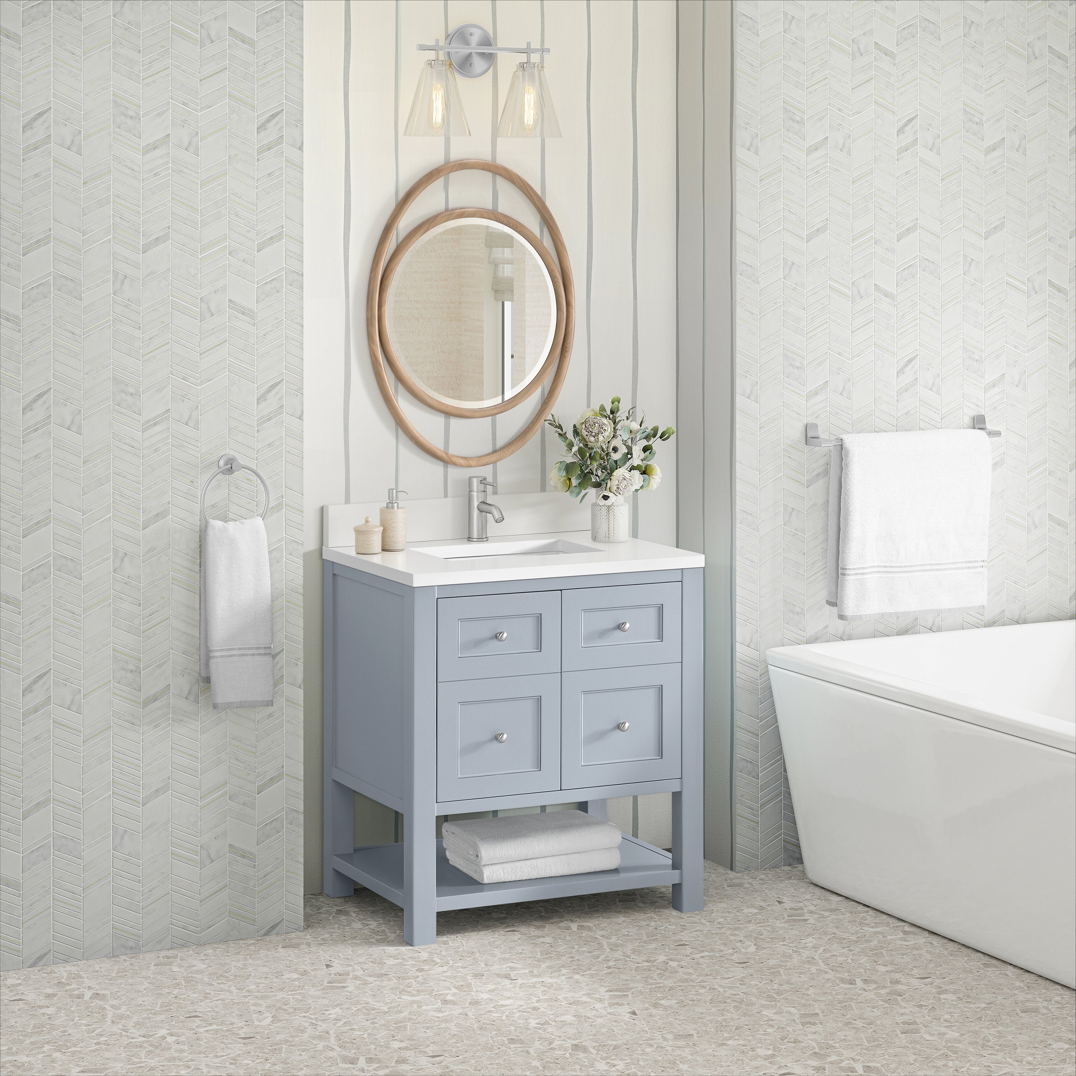 James Martin Breckenridge 30" Single in Serenity Blue with 3cm Countertop