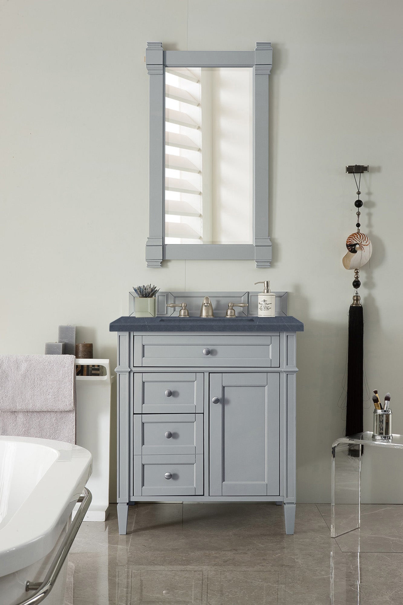 James Martin Brittany 30" Single Vanity in Urban Gray with 3cm Countertop