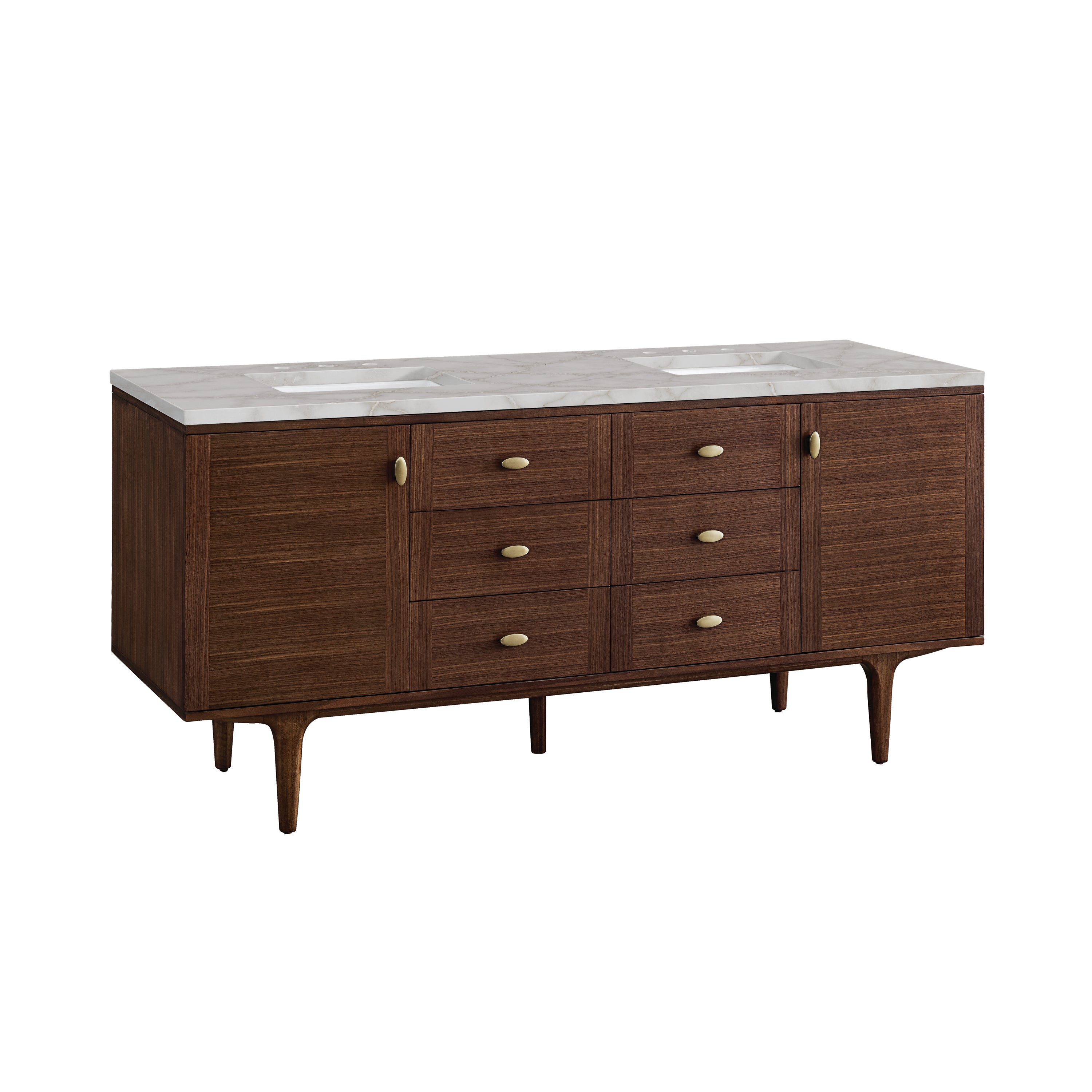 James Martin Amberly 72" Double Vanity in Mid-Century Walnut with 3cm Countertop