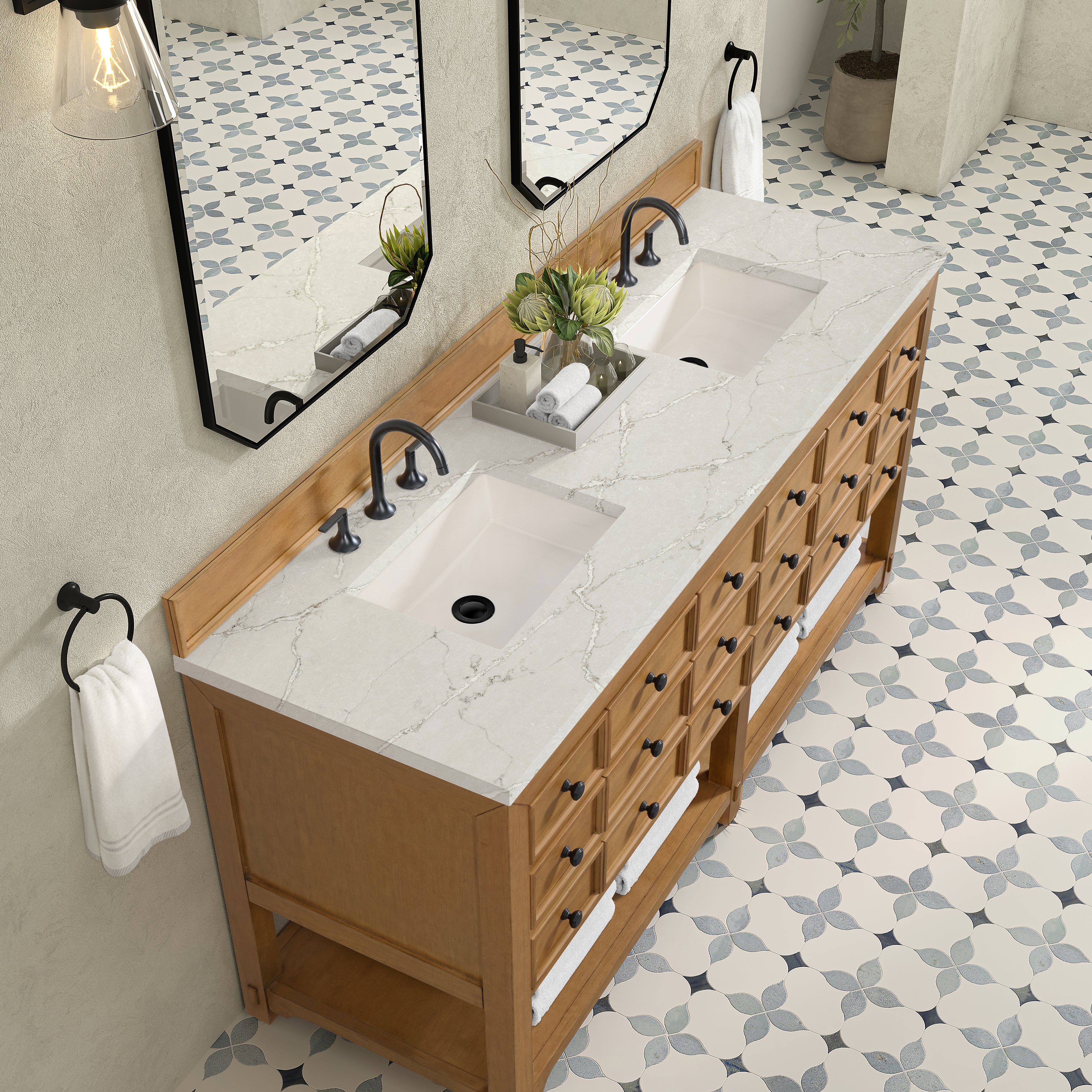 James Martin Malibu 72" Double Vanity in Amber Birch with 3cm Countertop