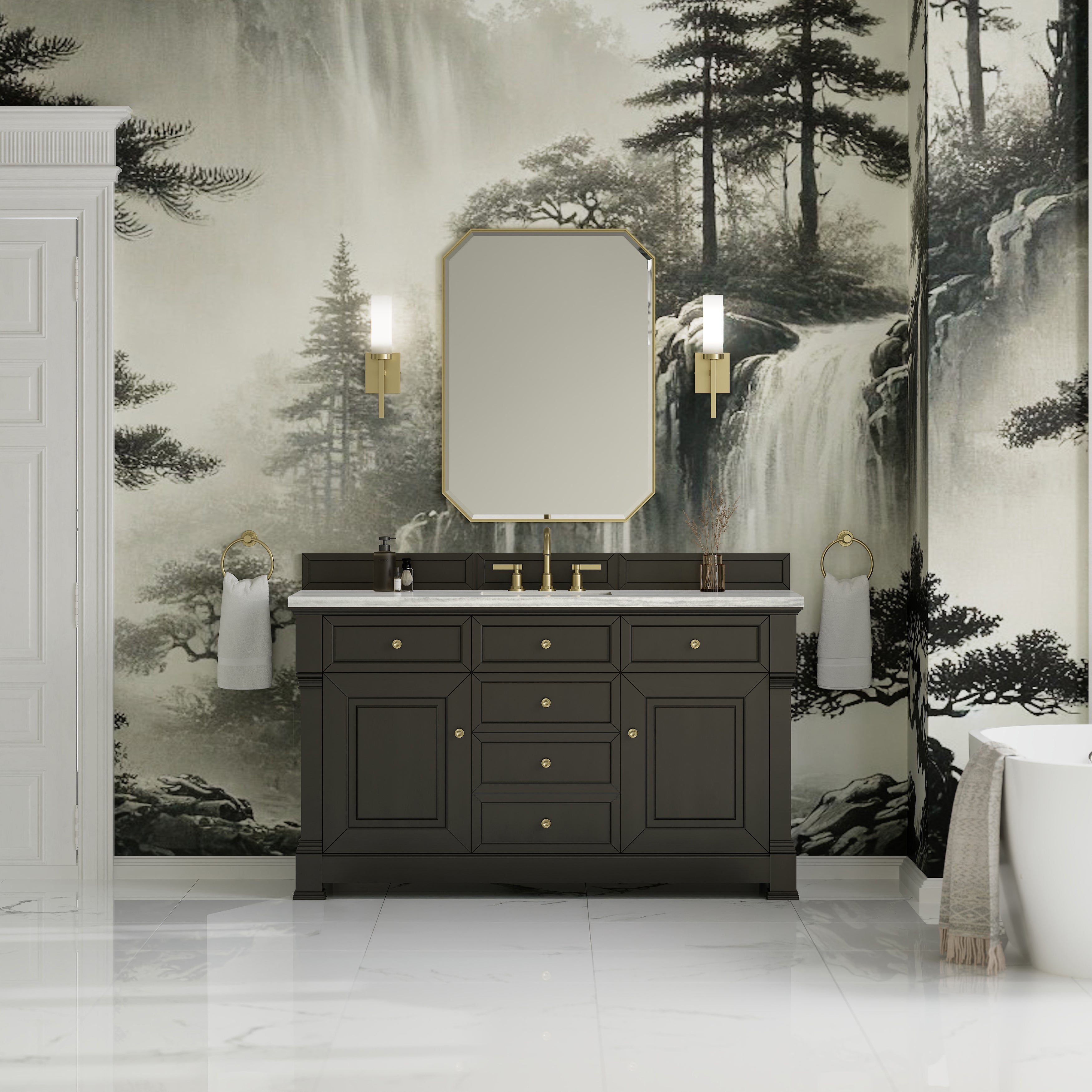 James Martin Brookfield 60" Single Vanity in Black Onyx with 3cm Countertop