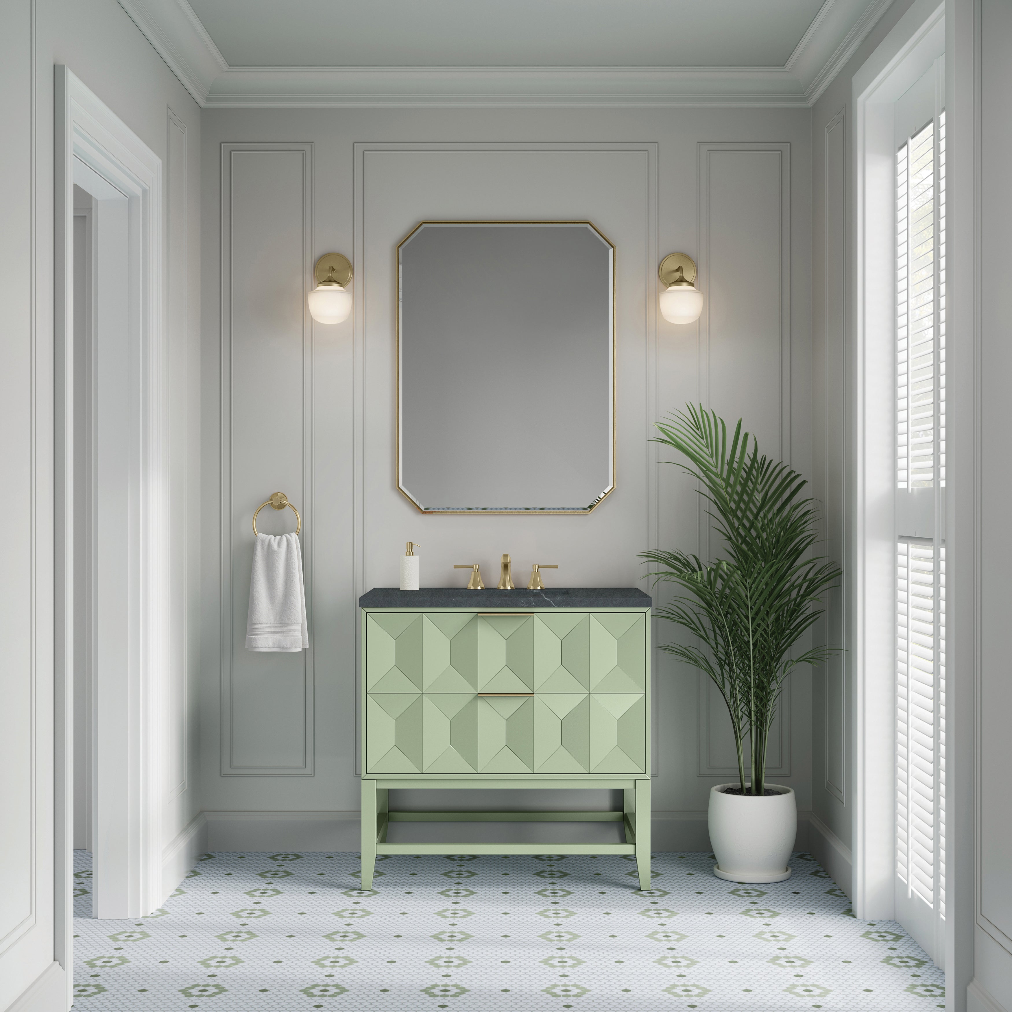 James Martin Emmeline 36" Single Vanity in Pistachio with 3cm Countertop