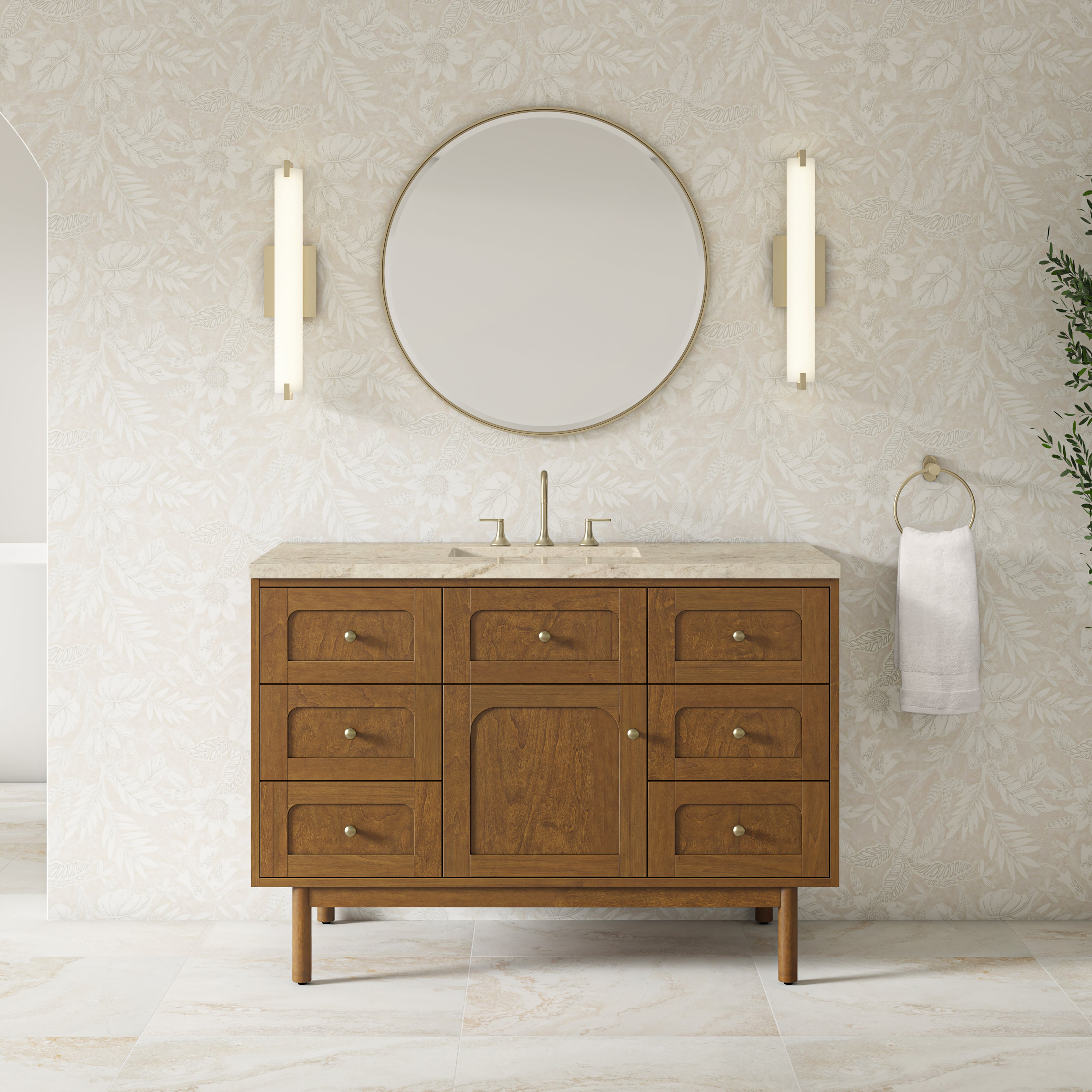 James Martin Laurent 48" Single Vanity in Honey Oak with 3cm Countertop