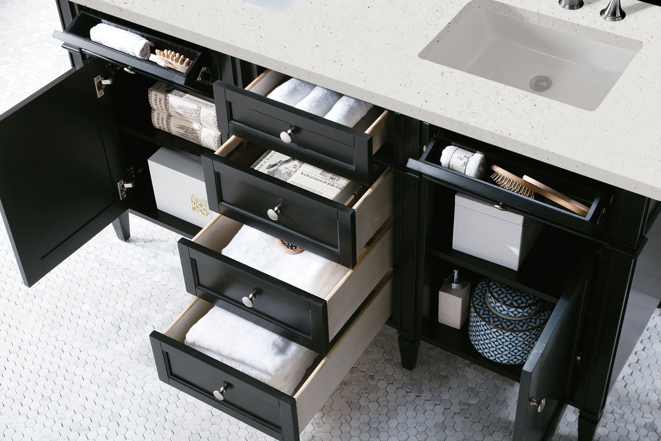 James Martin Brittany 60" Double Vanity in Black Onyx with 3cm Countertop