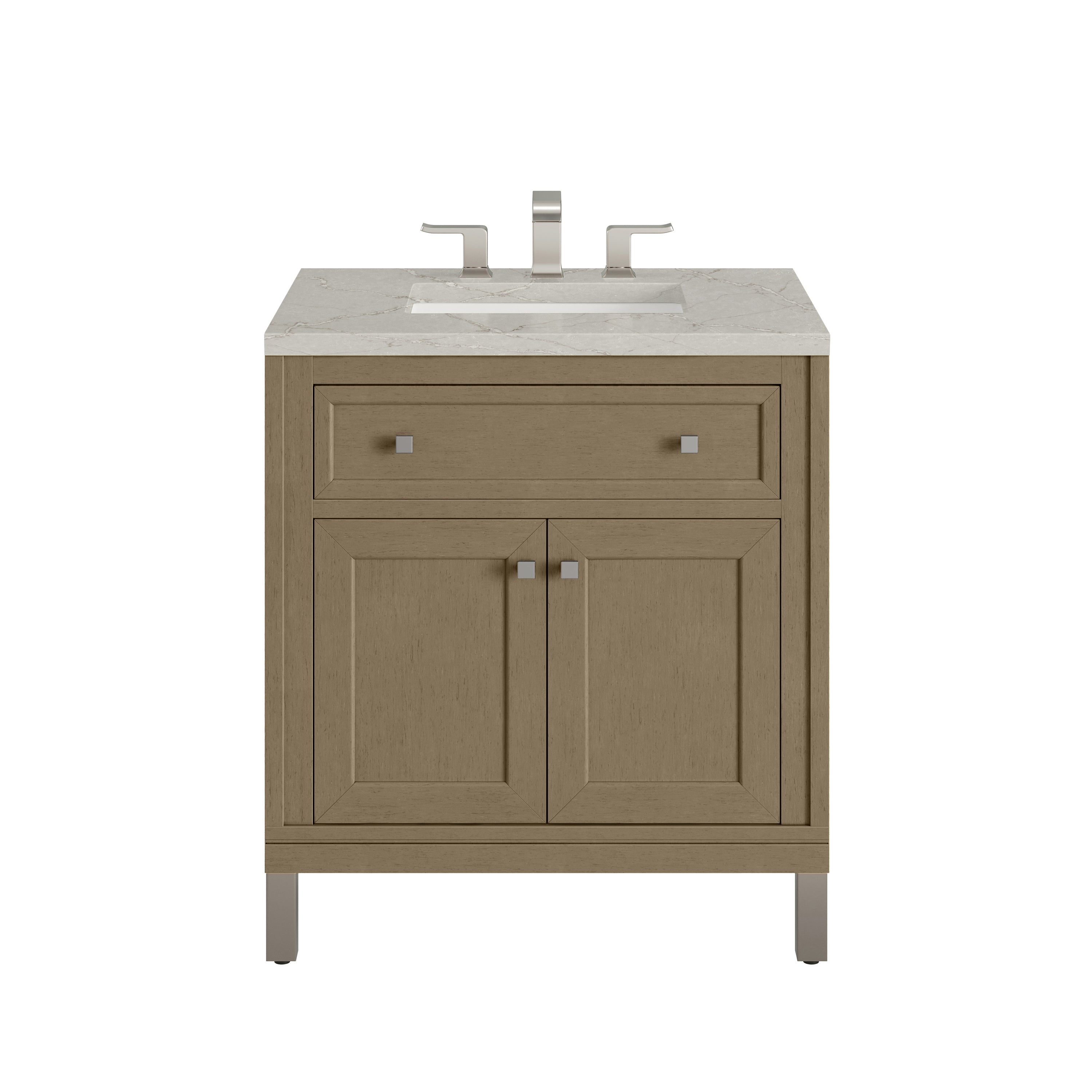 James Martin Chicago 30" Single Vanity in Walnut Whisper with 3cm Countertop