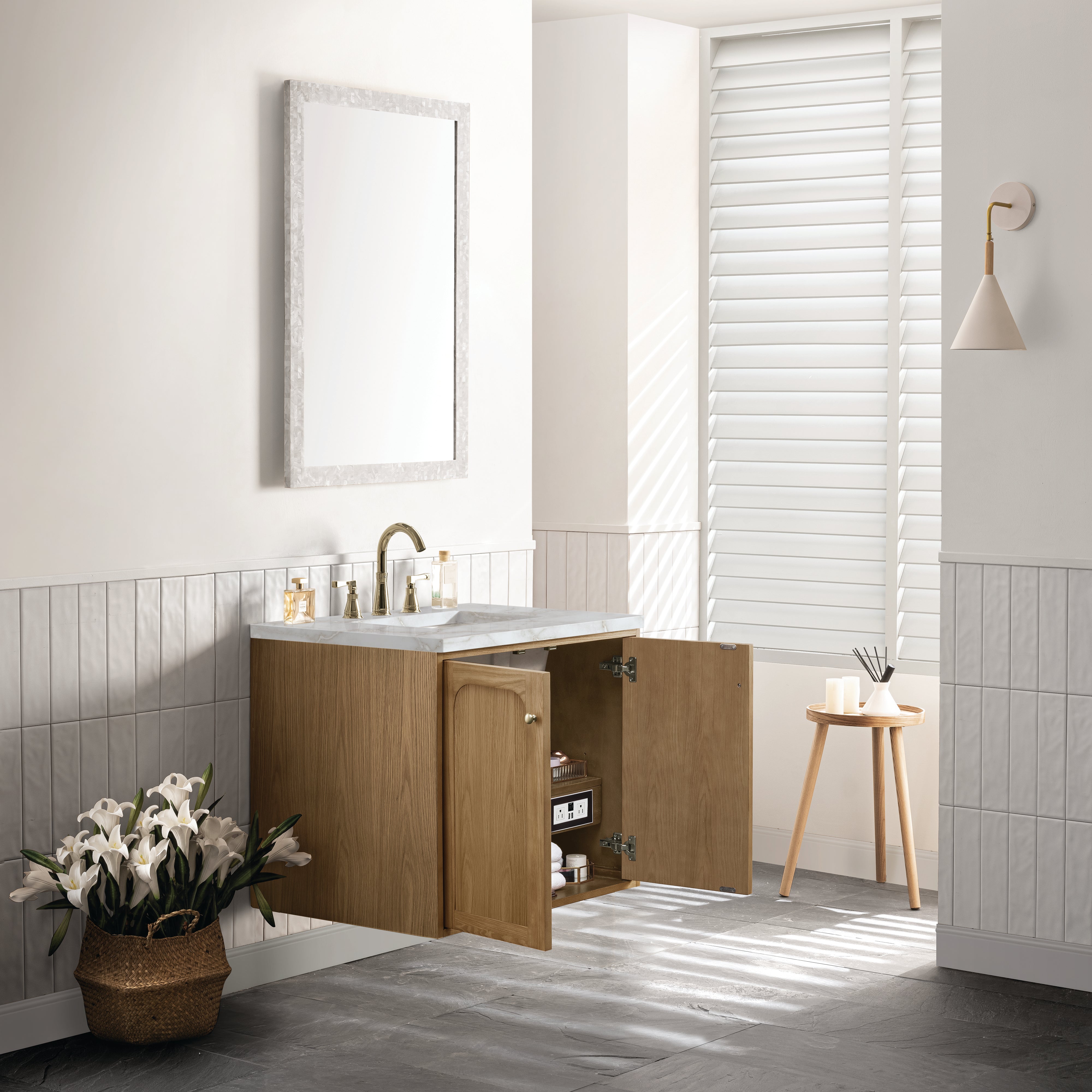 James Martin Laurent 30" Single Vanity in Light Natural Oak with 3cm Countertop