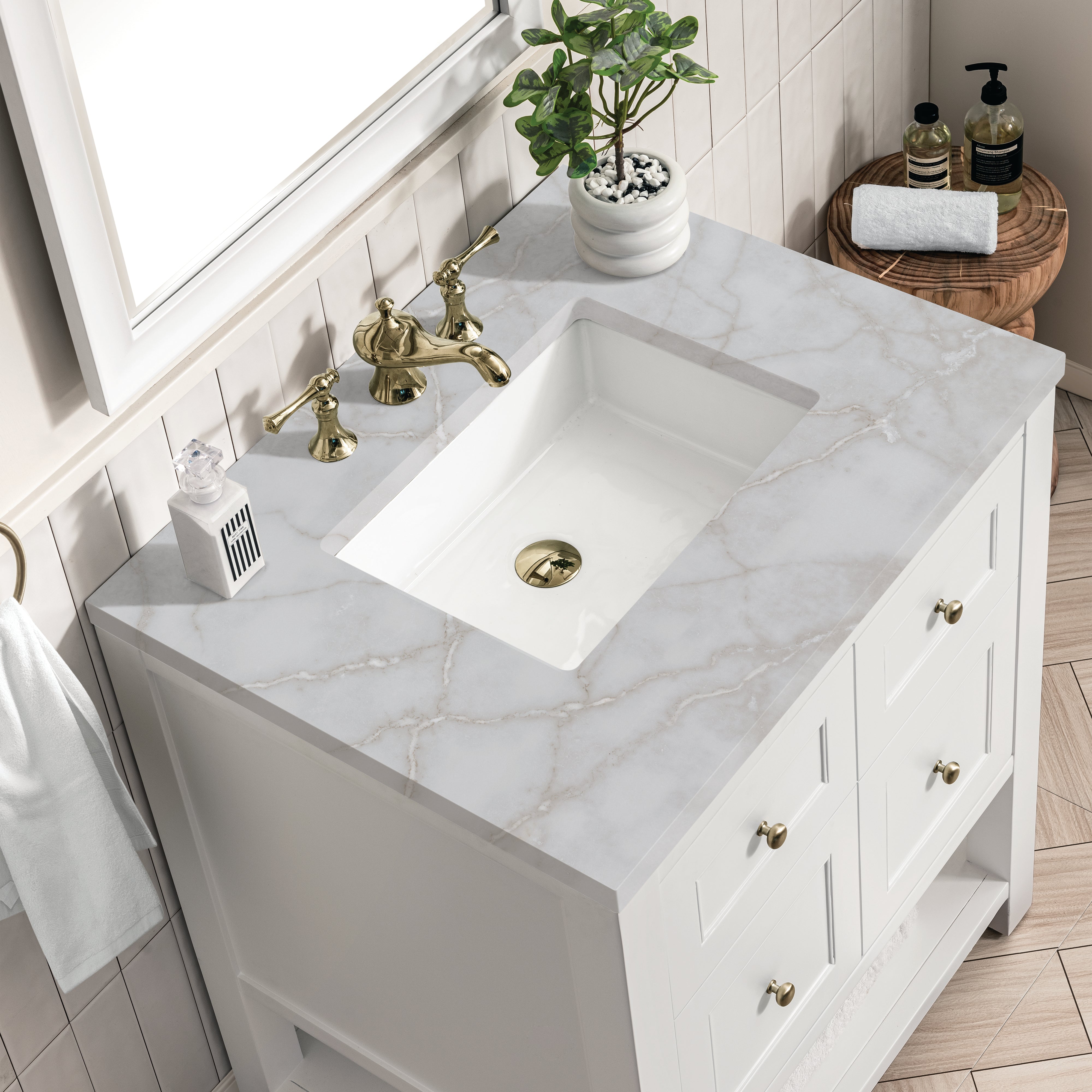 James Martin Breckenridge 30" Single Vanity in Bright White with 3cm Countertop