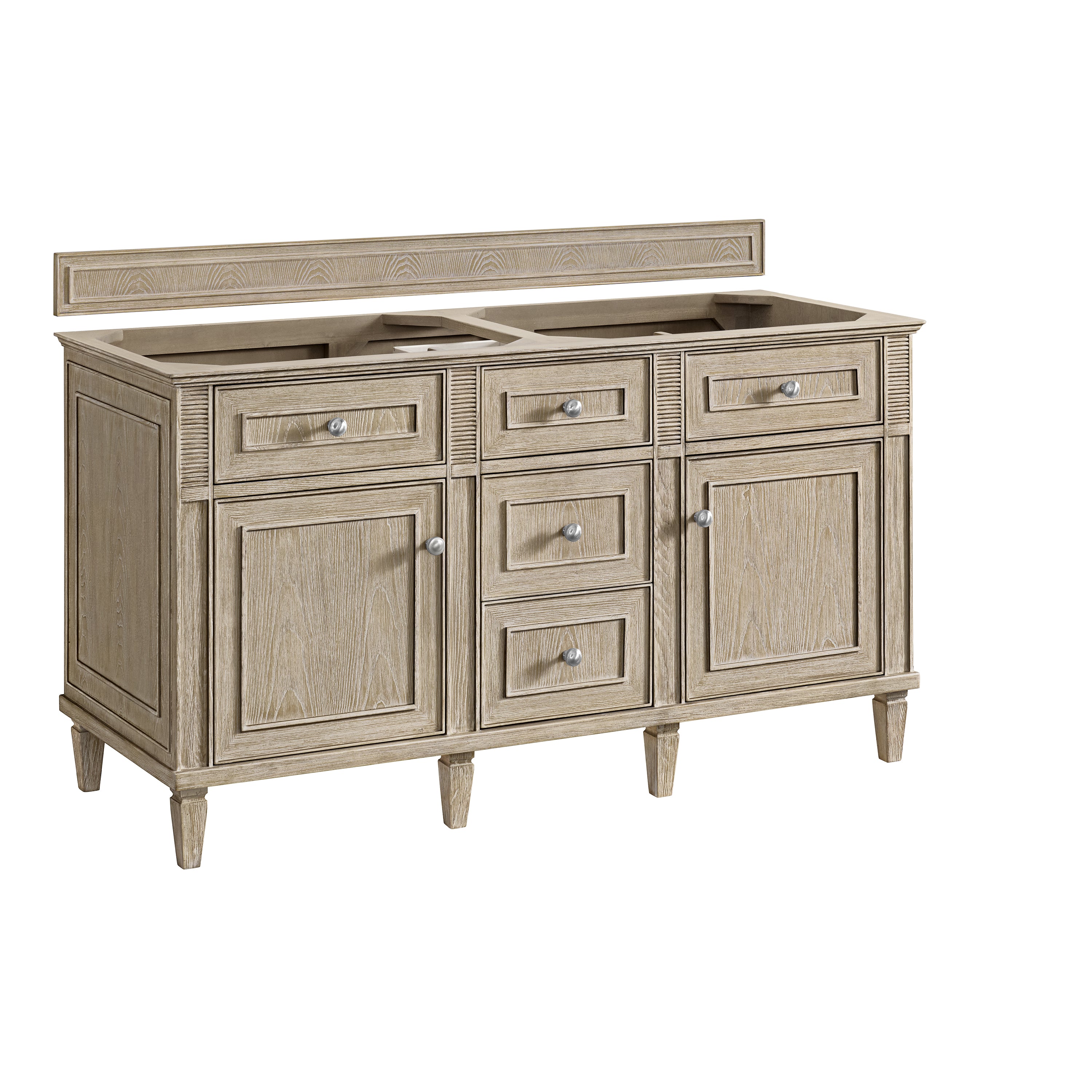 James Martin Lorelai 60" Double Vanity in Whitewashed Oak with 3cm Countertop and FreePower Wireless Charger