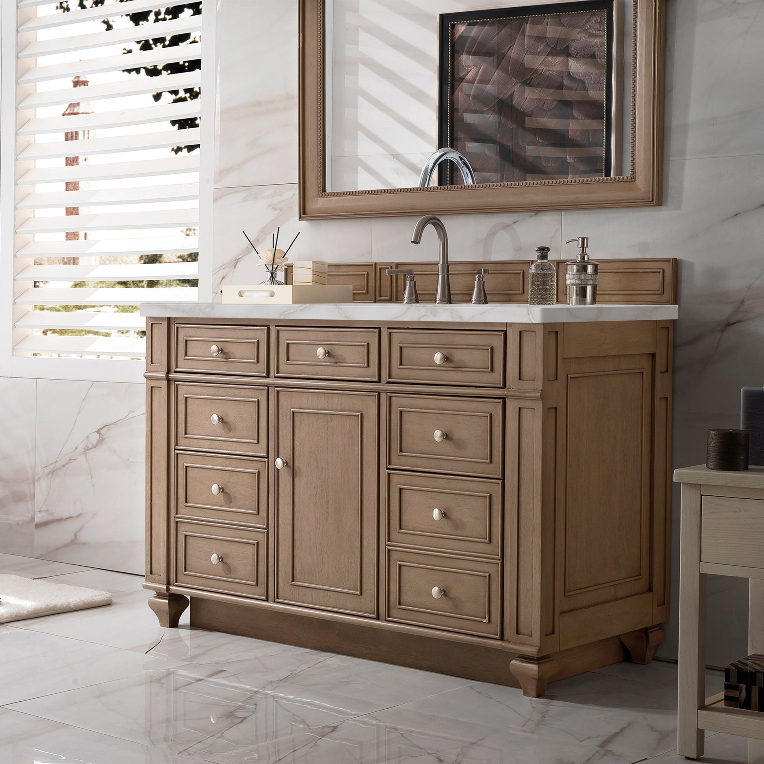 James Martin Bristol 48" Single Vanity in Whitewashed Walnut with 3cm Countertop