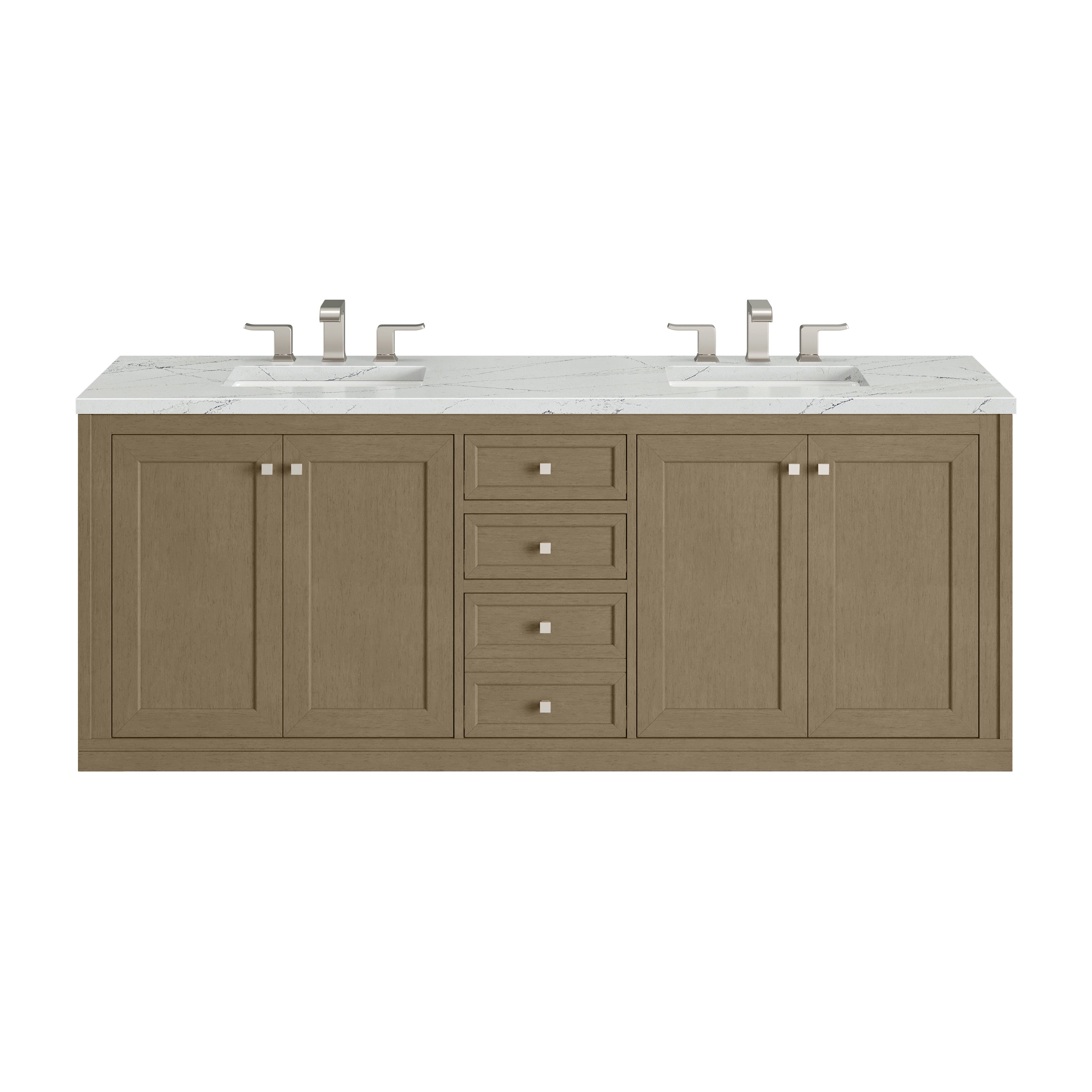 James Martin Chicago 72" Double Vanity in Walnut Whisper with 3cm Countertop