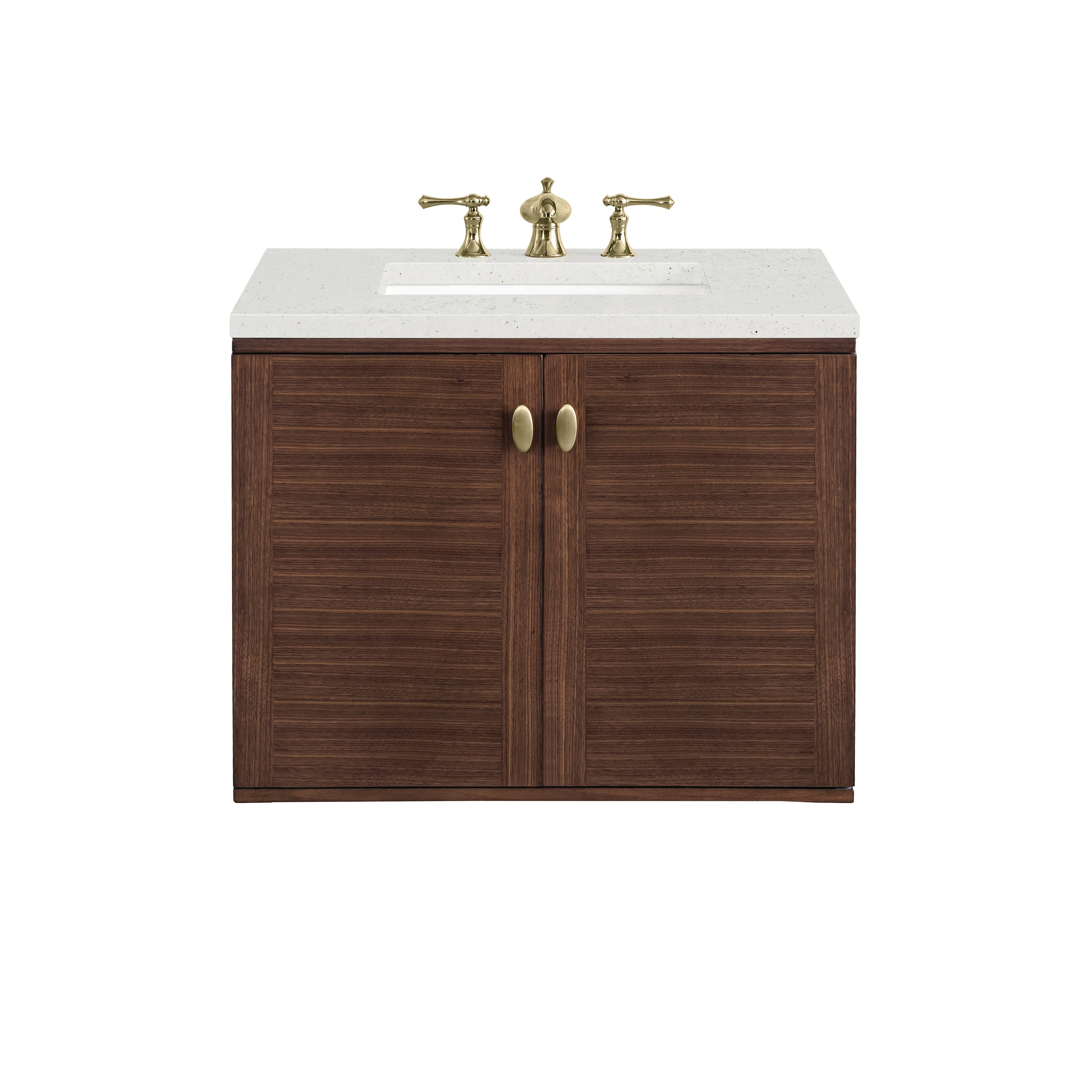 James Martin Amberly 30" Single Vanity in Mid-Century Walnut with 3cm Countertop