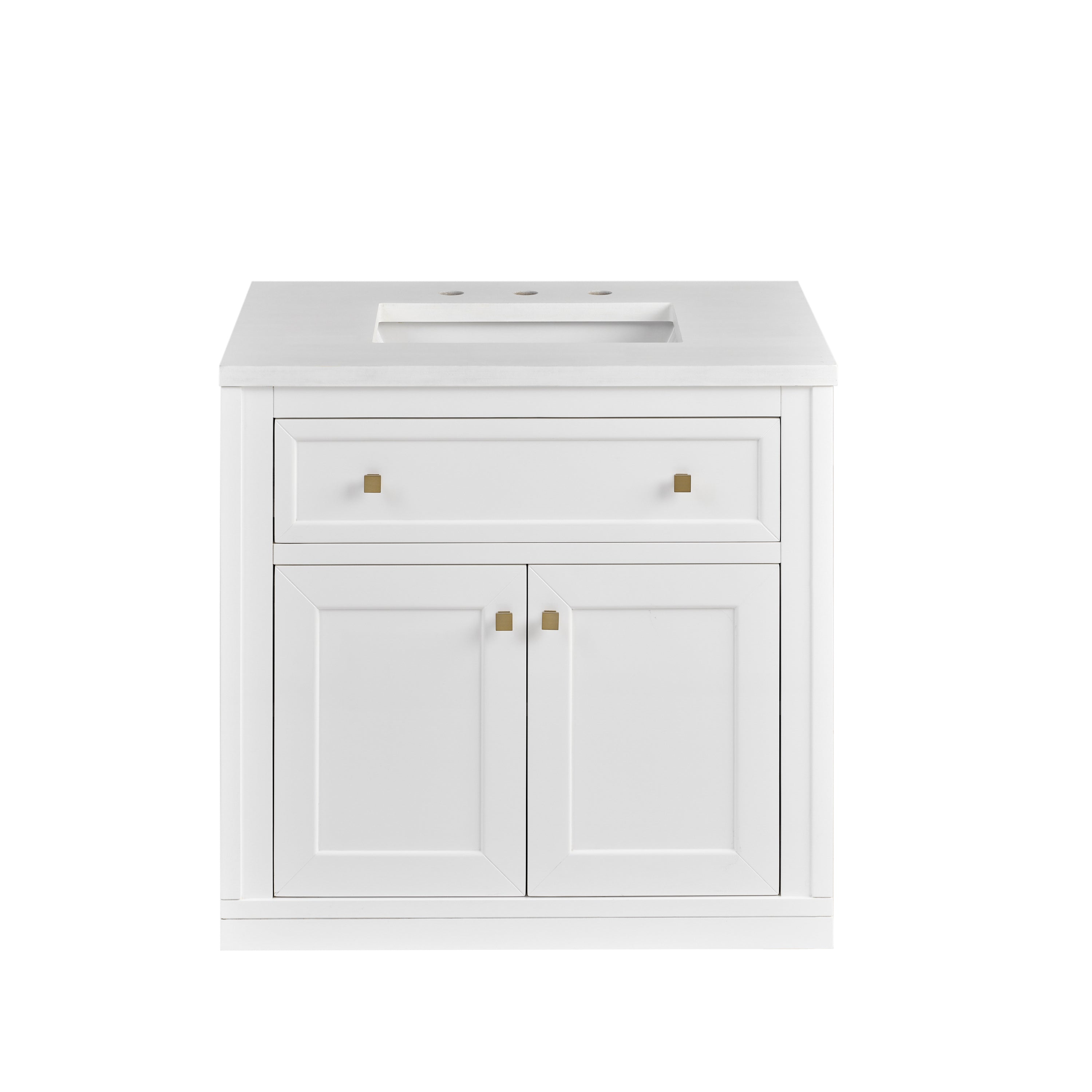 James Martin Chicago 30" Single Vanity in Glossy White with 3cm Countertop