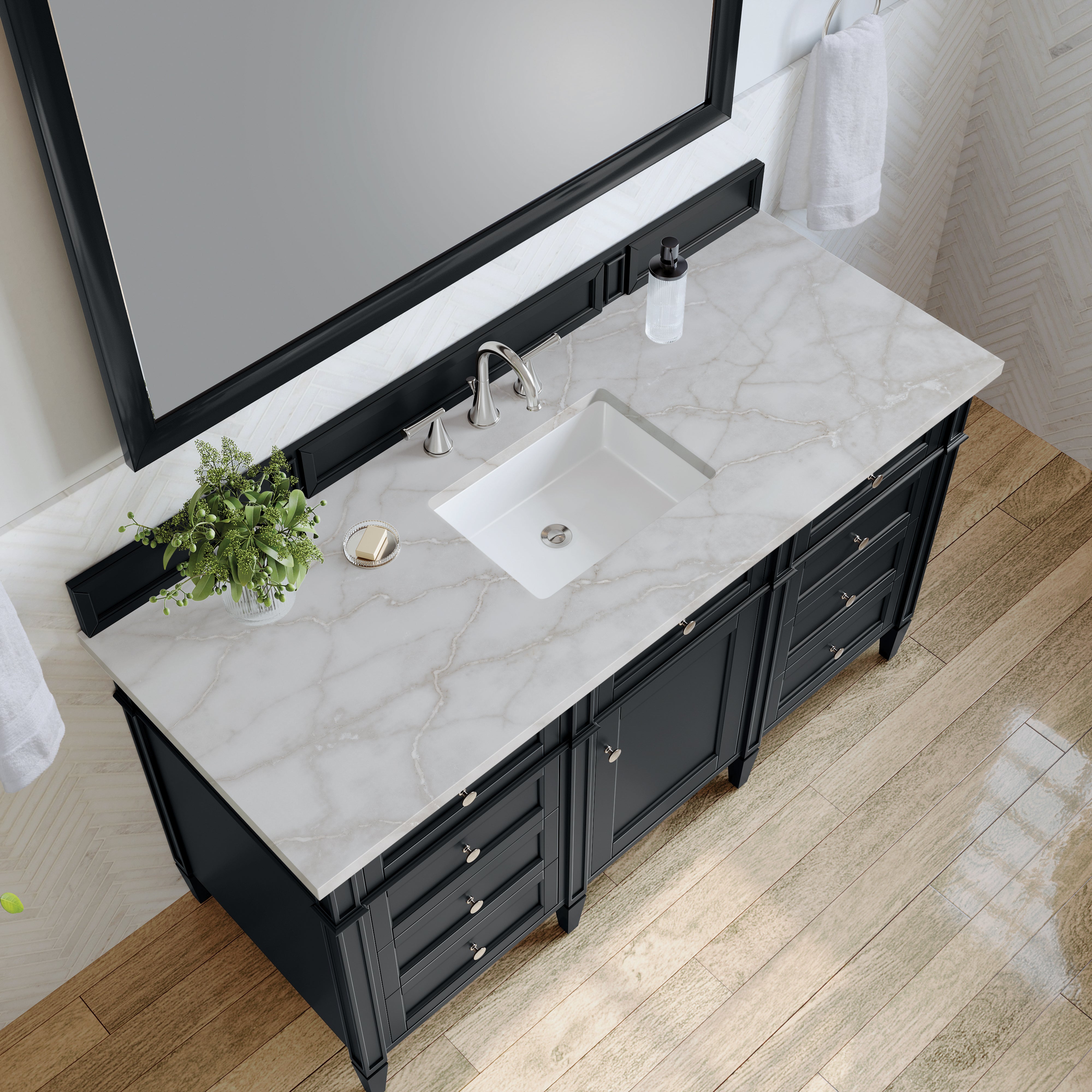 James Martin Brittany 60" Single Vanity in Black Onyx with 3cm Countertop