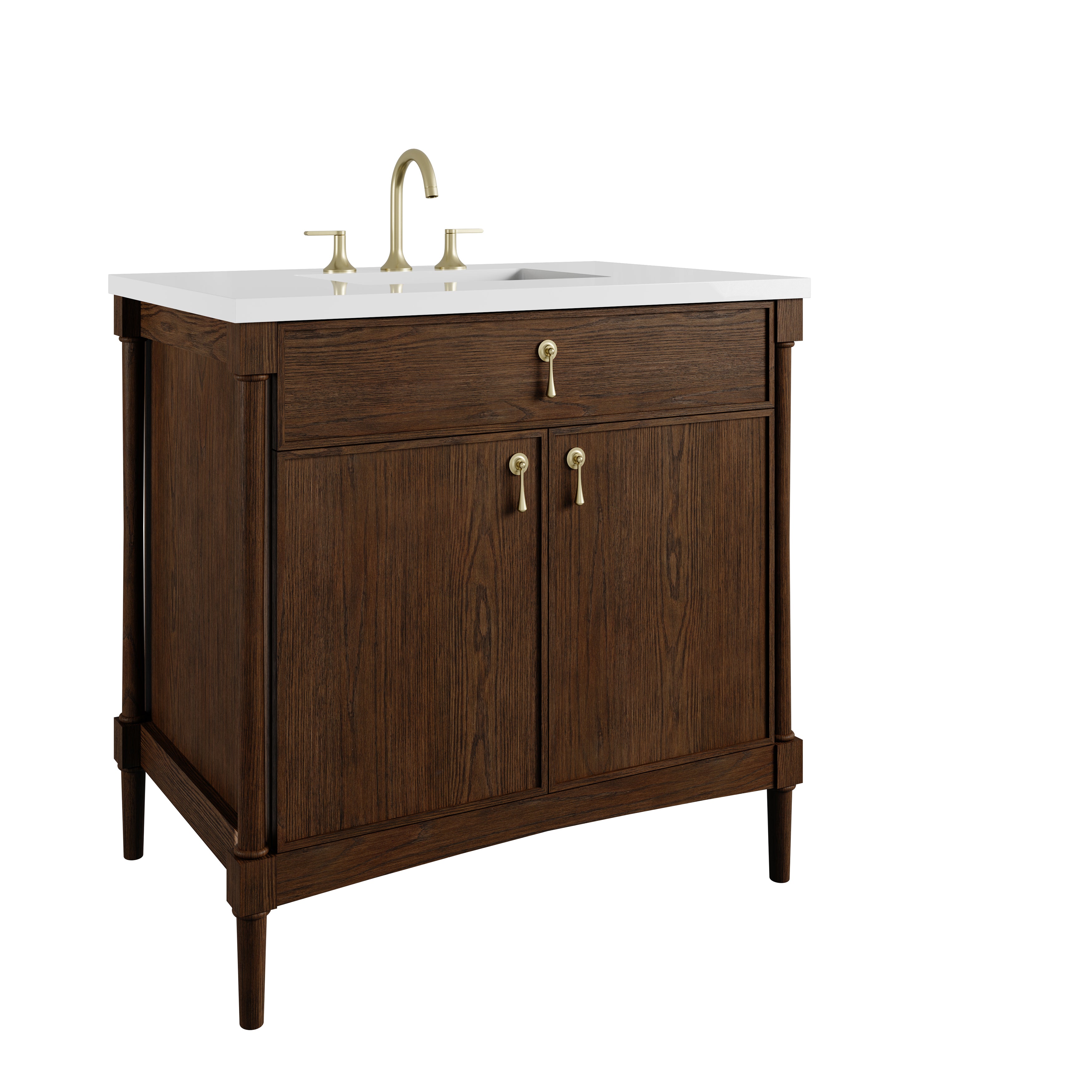 James Martin Kinnsden 36" Single Vanity in Sable Oak with 3cm Countertop