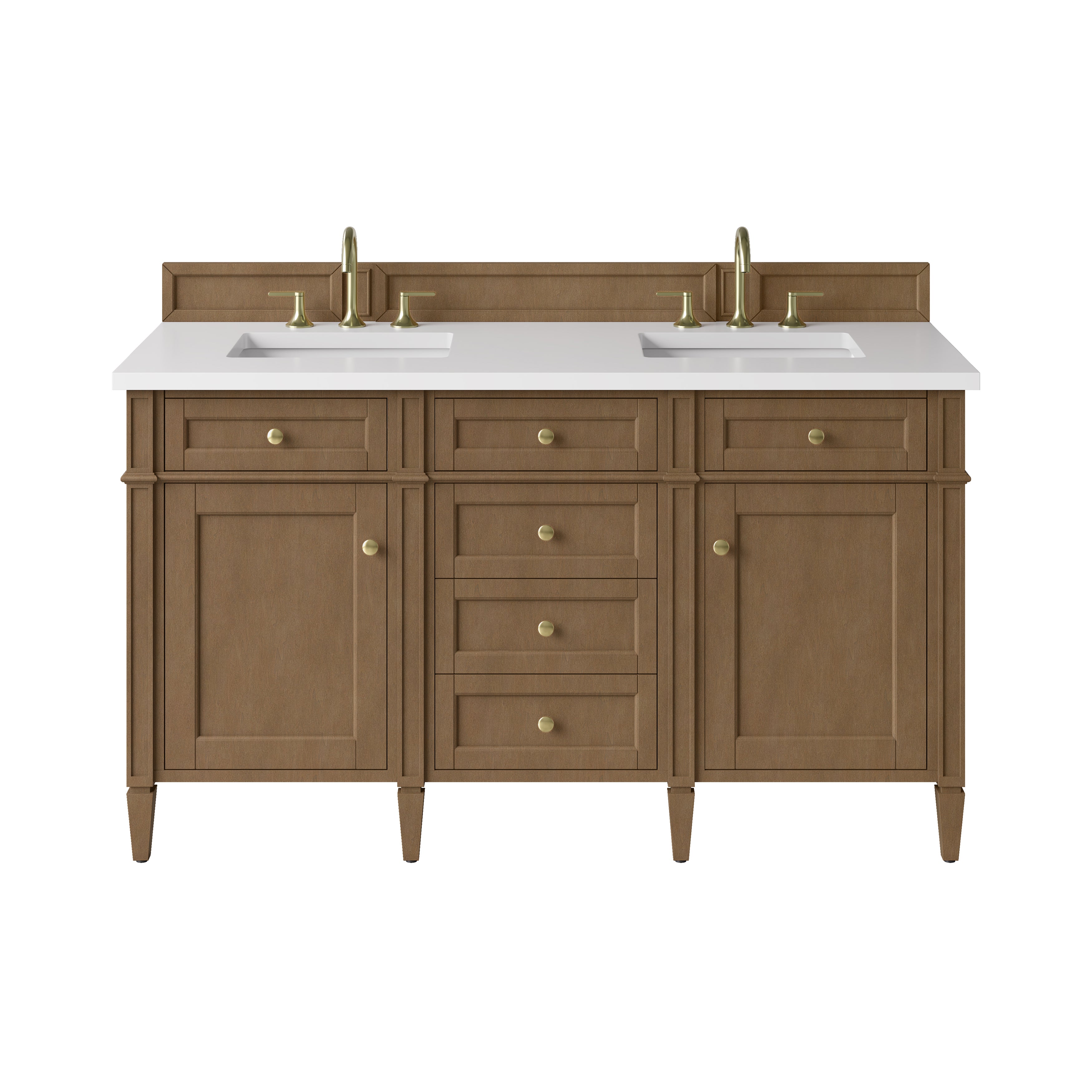 James Martin Brittany 60" Double Vanity in Pecan with 3cm Countertop