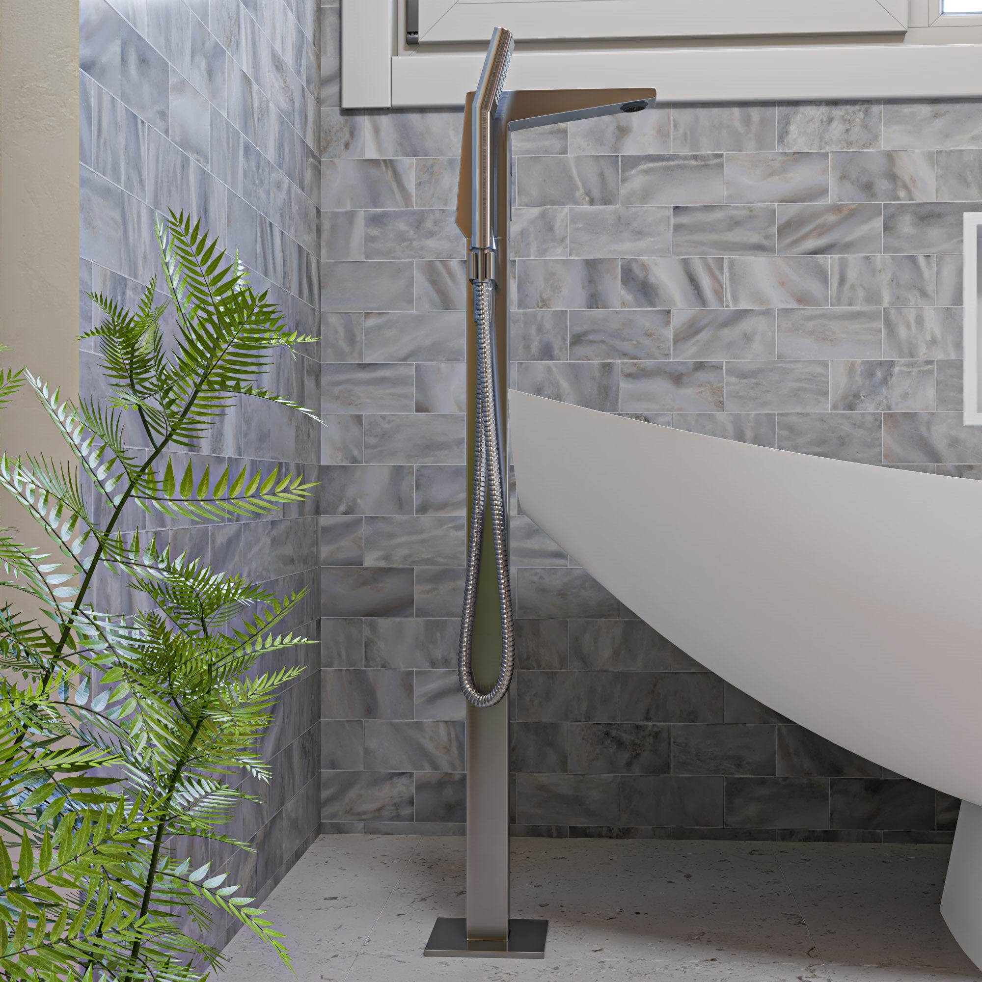 ALFI brand AB2475 Single Hole Floor Mounted Tub Filler