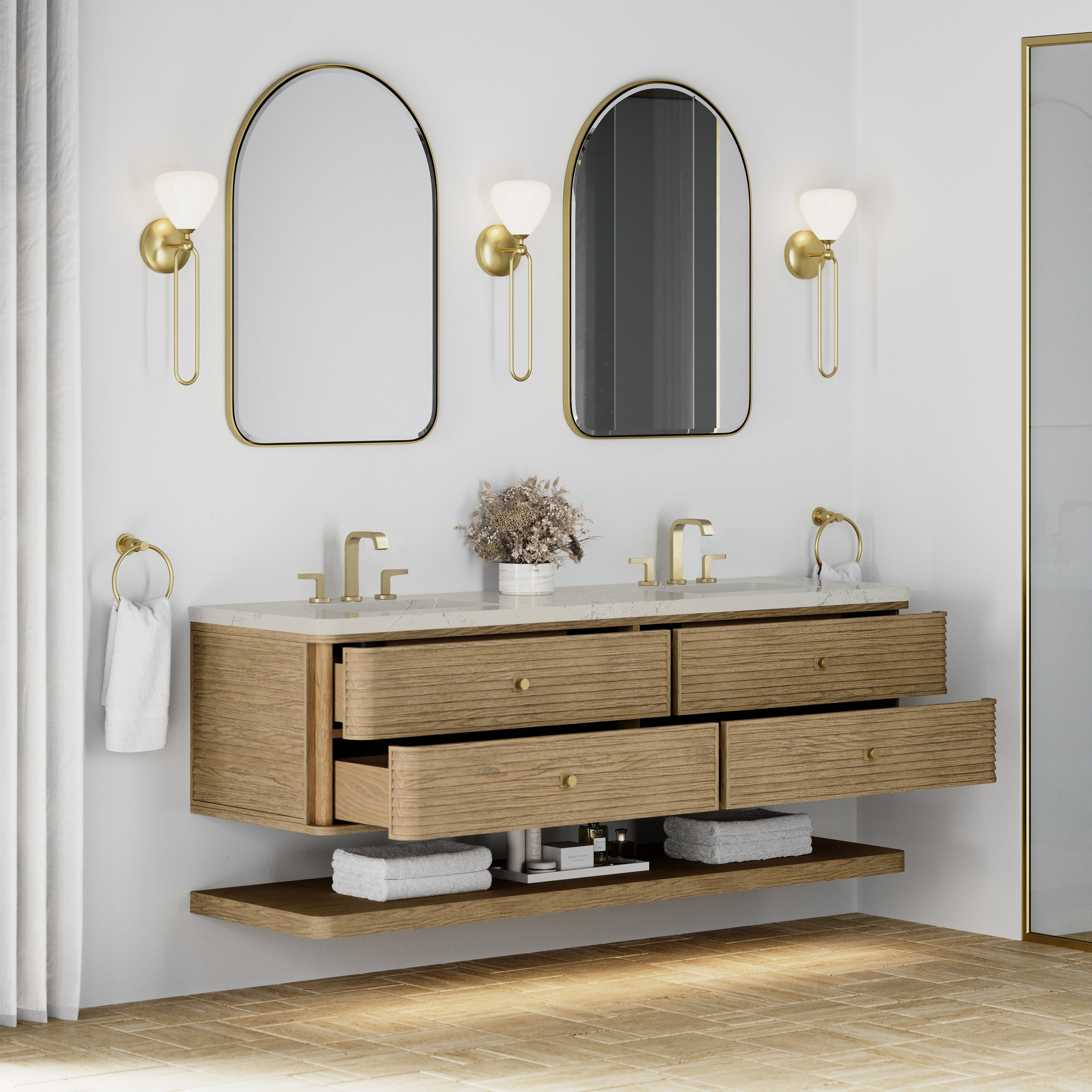 James Martin Allamari 72" Double Vanity in Dune Mist with 3cm Countertop