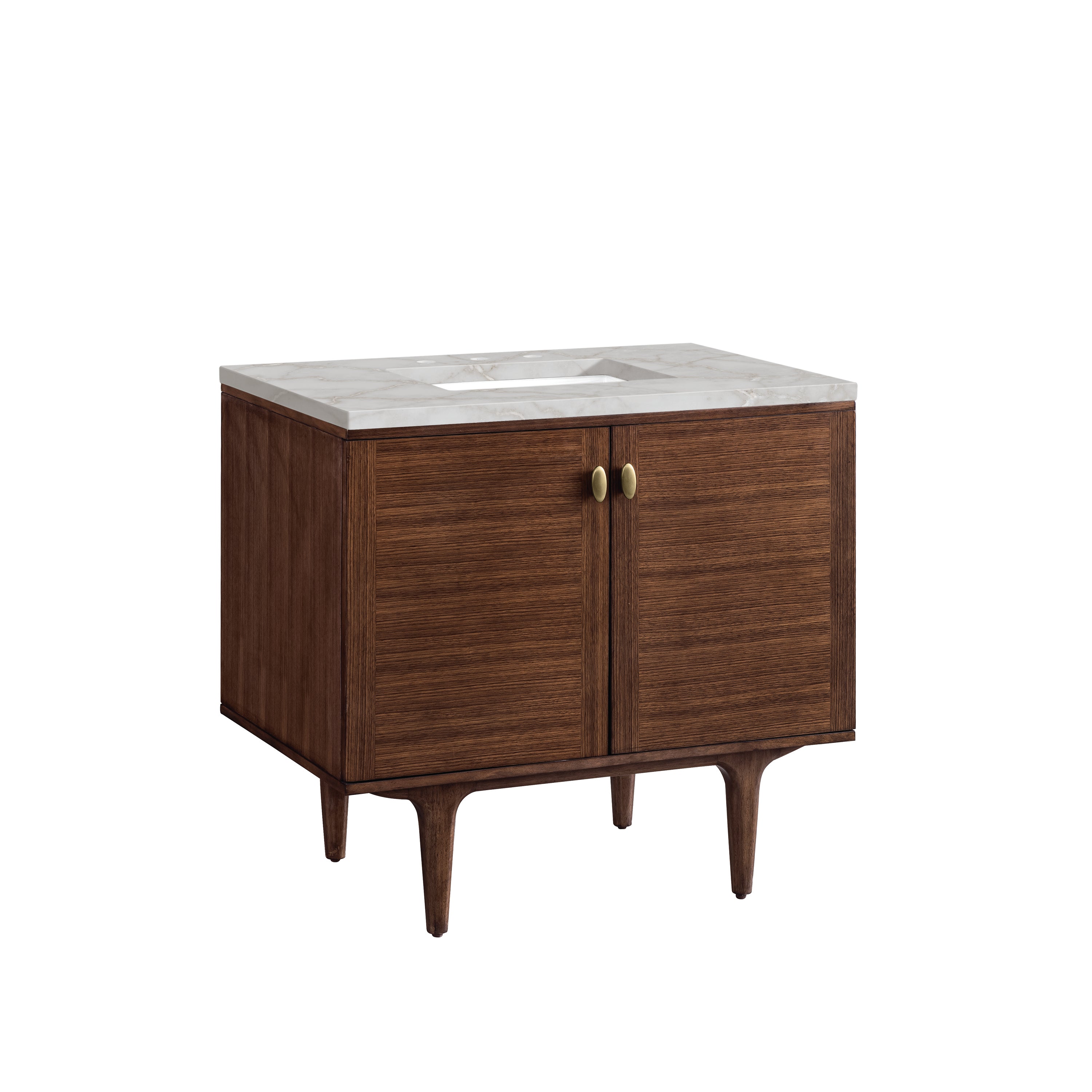 James Martin Amberly 36" Single Vanity in Mid-Century Walnut with 3cm Countertop