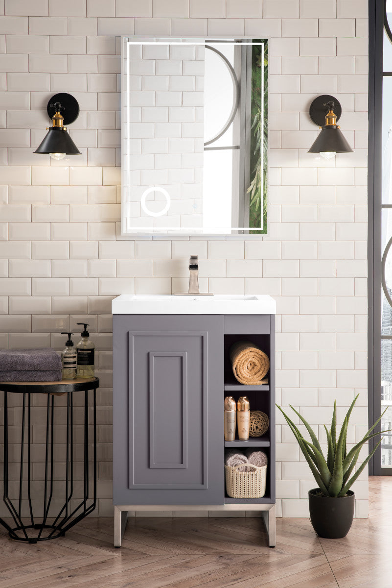 Alicante 24" Single Vanity with White Glossy Composite Stone Top