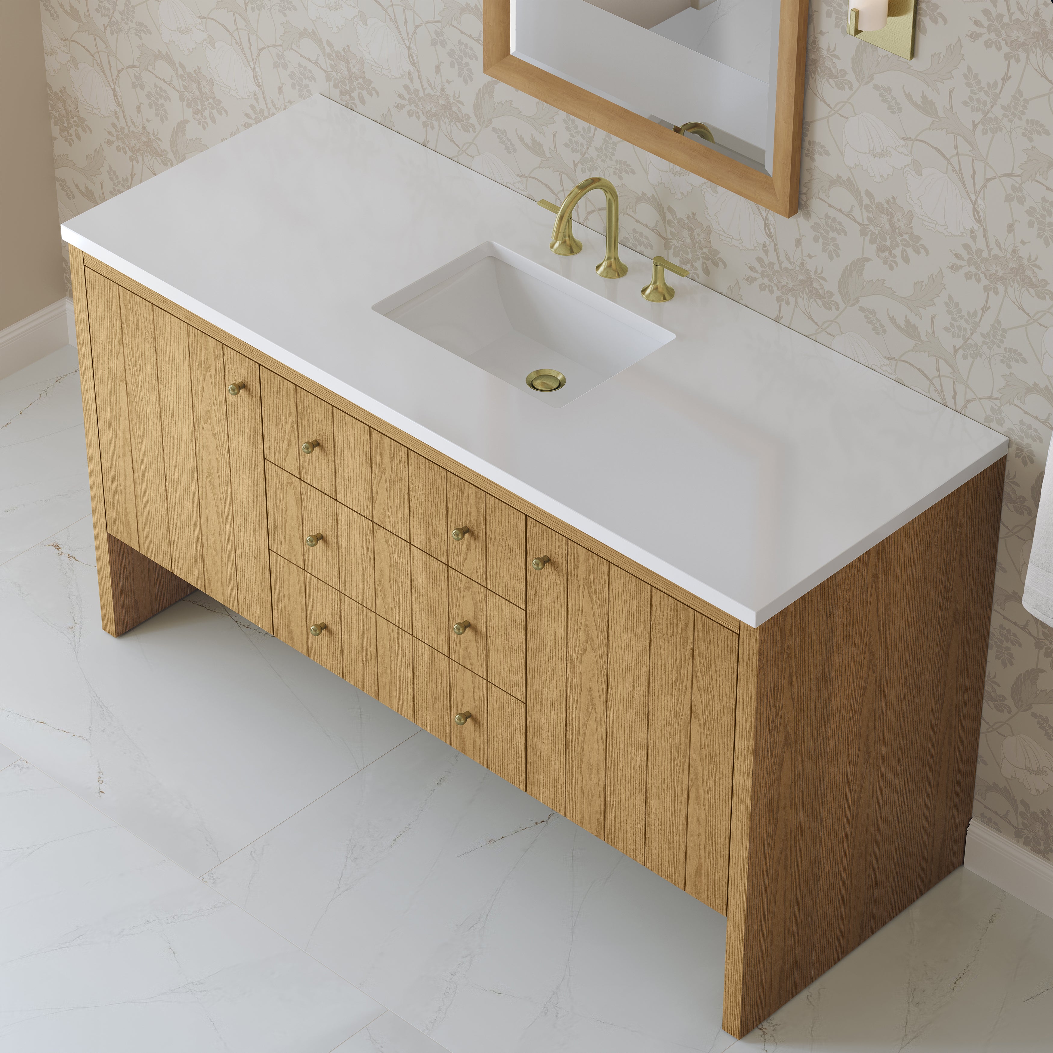 James Martin Hudson 60" Single Vanity in Light Natural Oak with 3cm Countertop