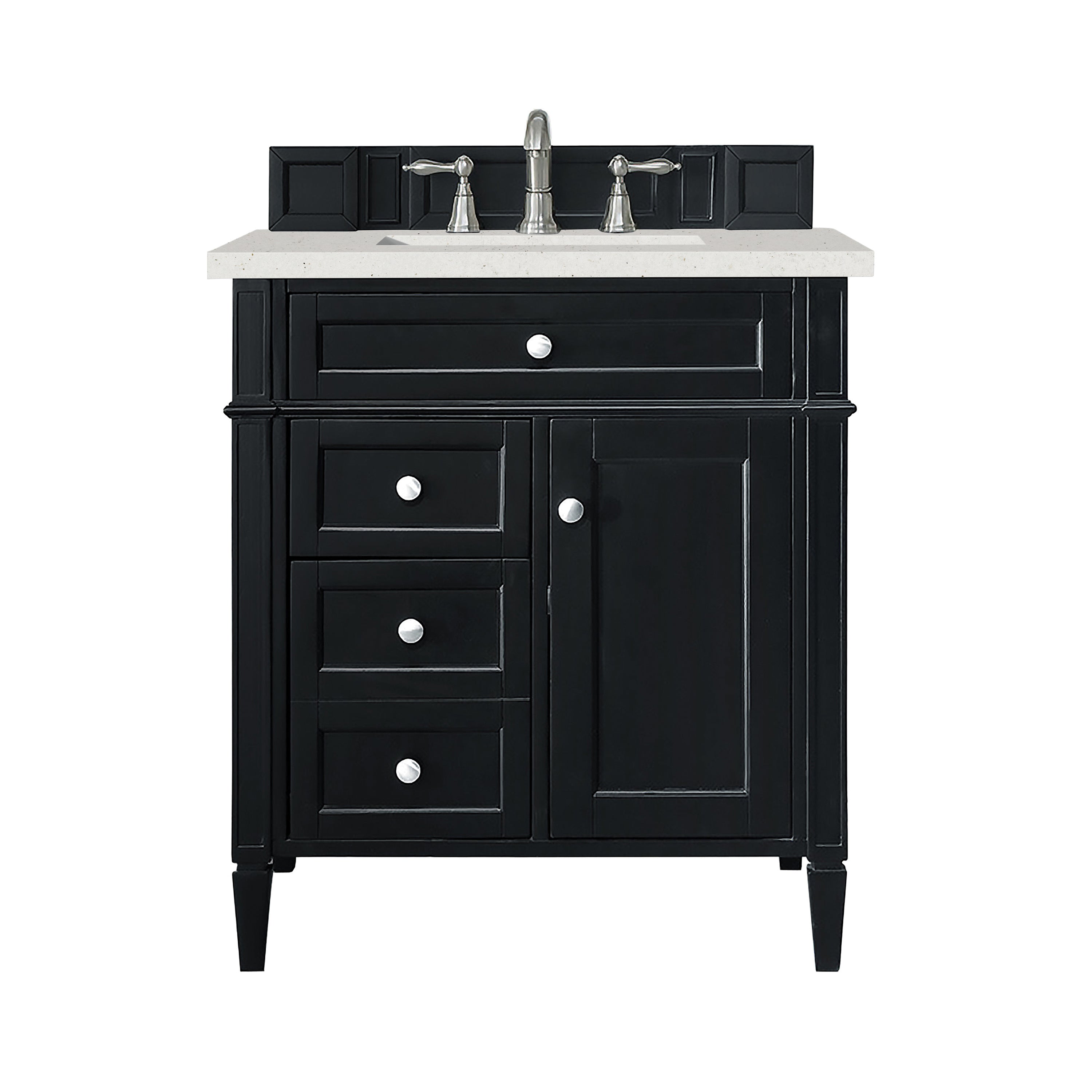 James Martin Brittany 30" Single Vanity in Black Onyx with 3cm Countertop