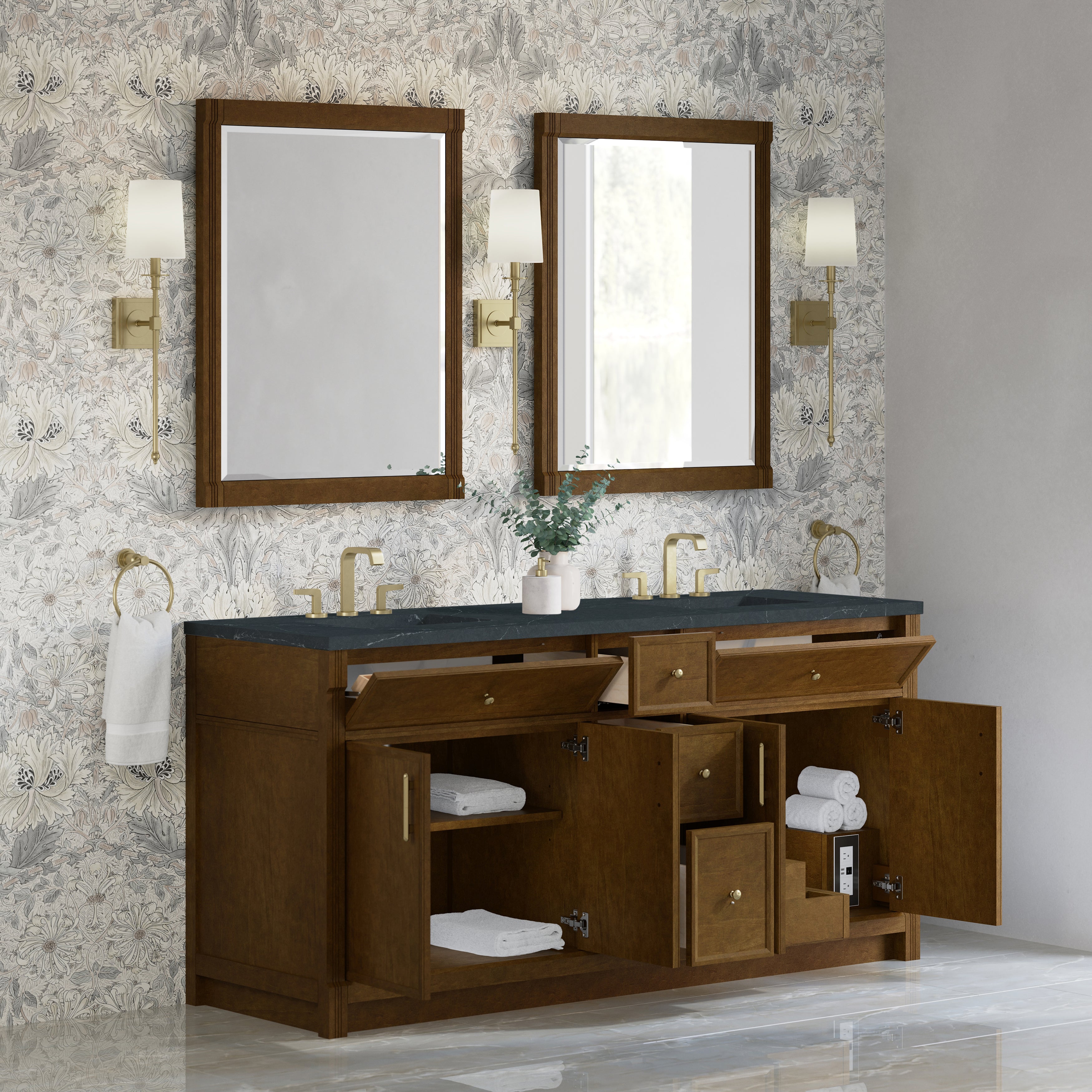 James Martin Bellshire 72" Double Vanity in Honey Oak with 3cm Countertop