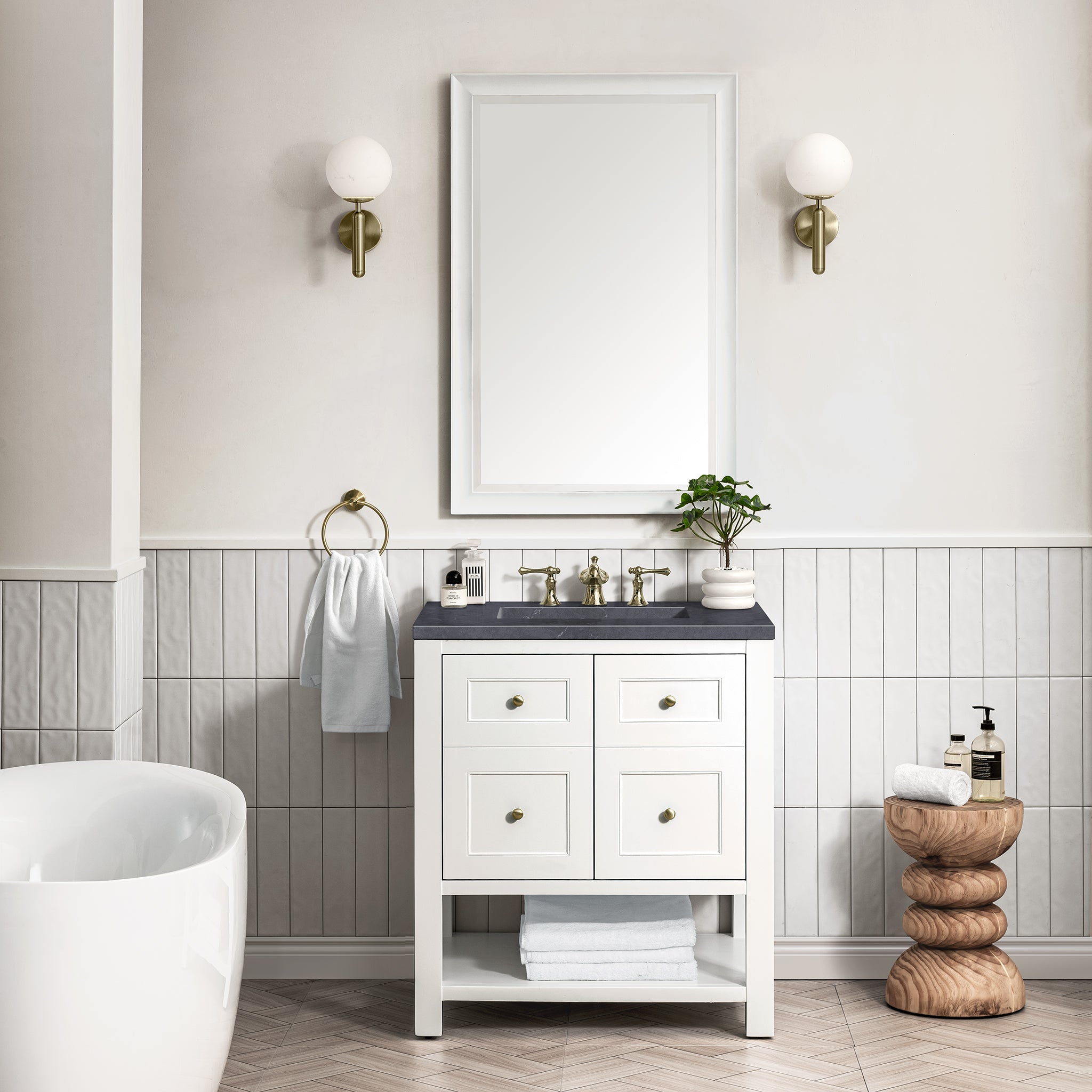 James Martin Breckenridge 30" Single Vanity in Bright White with 3cm Countertop