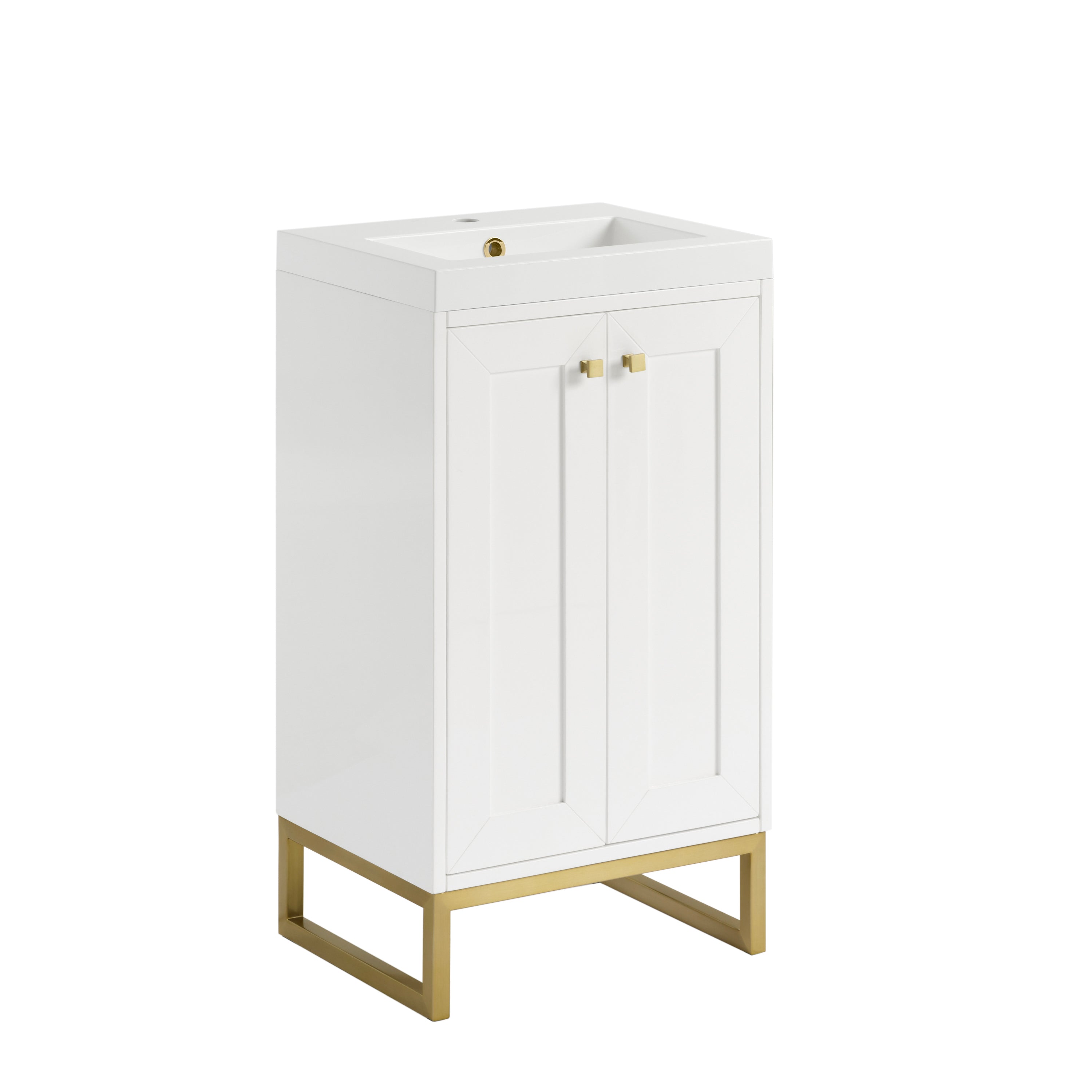 James Martin Chianti 20" Single Vanity in Glossy White with White Glossy Composite Stone Top