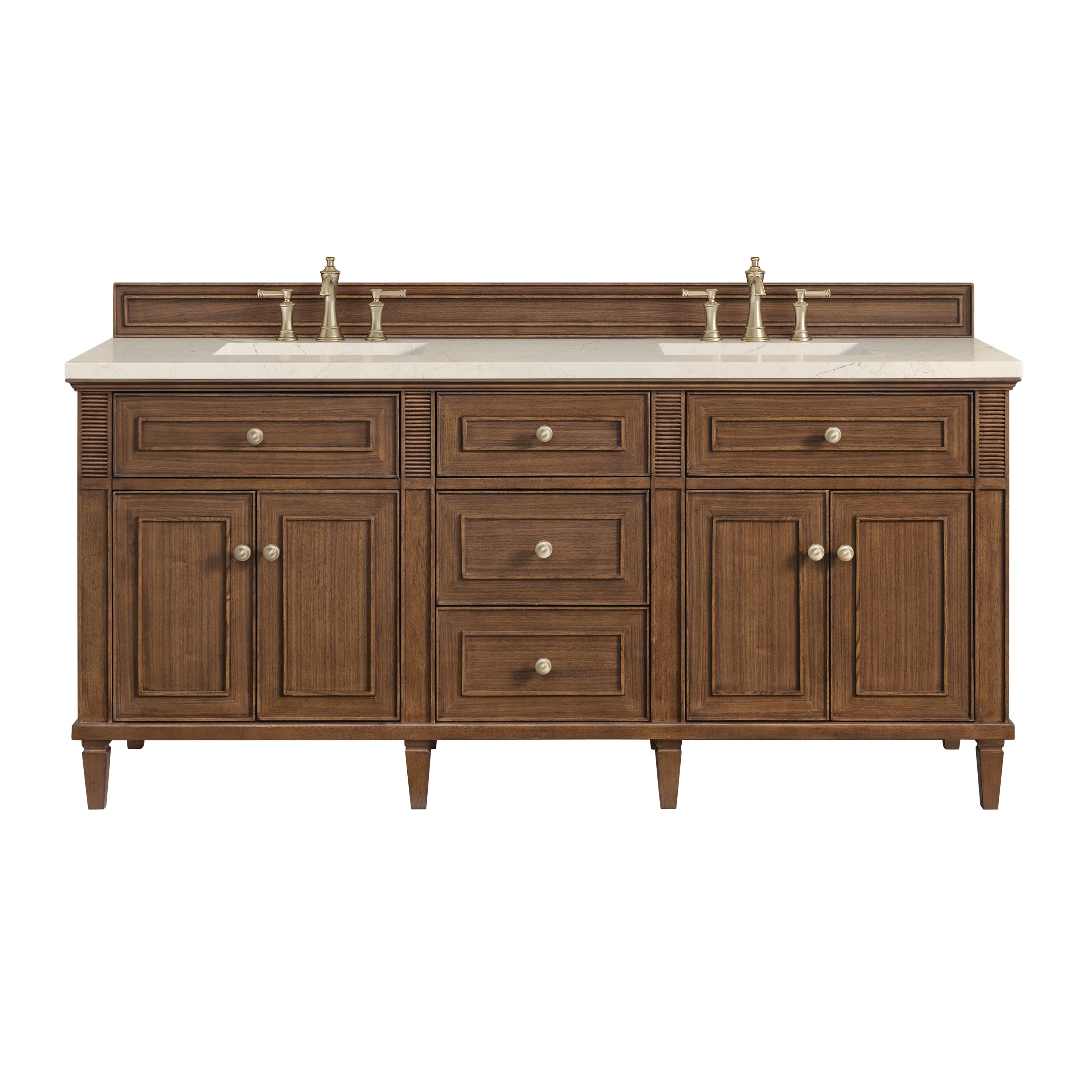 James Martin Lorelai 72"Double Vanity in Mid-Century Walnut with 3cm Countertop