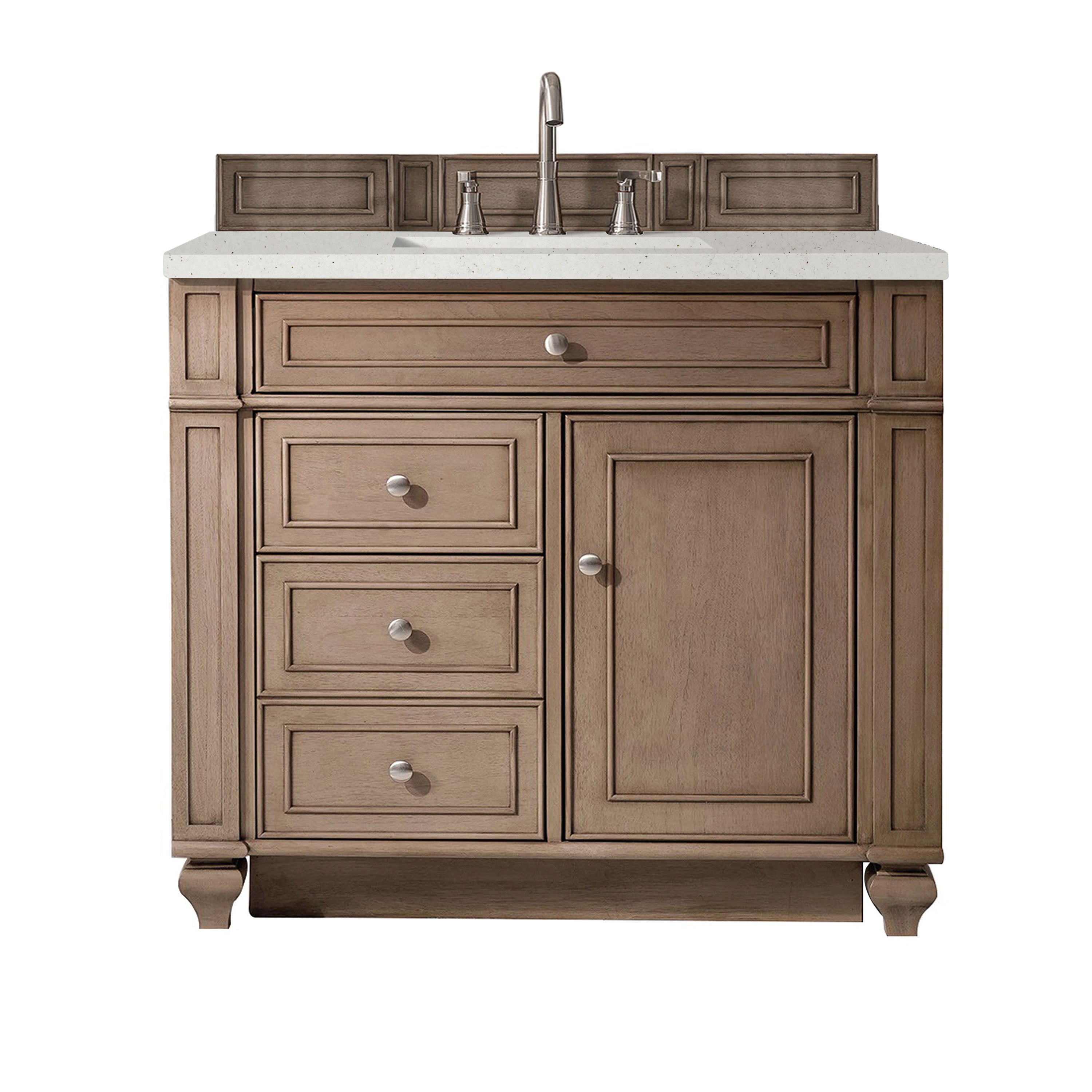 James Martin Bristol 36" Single Vanity in Whitewashed Walnut with 3cm Countertop