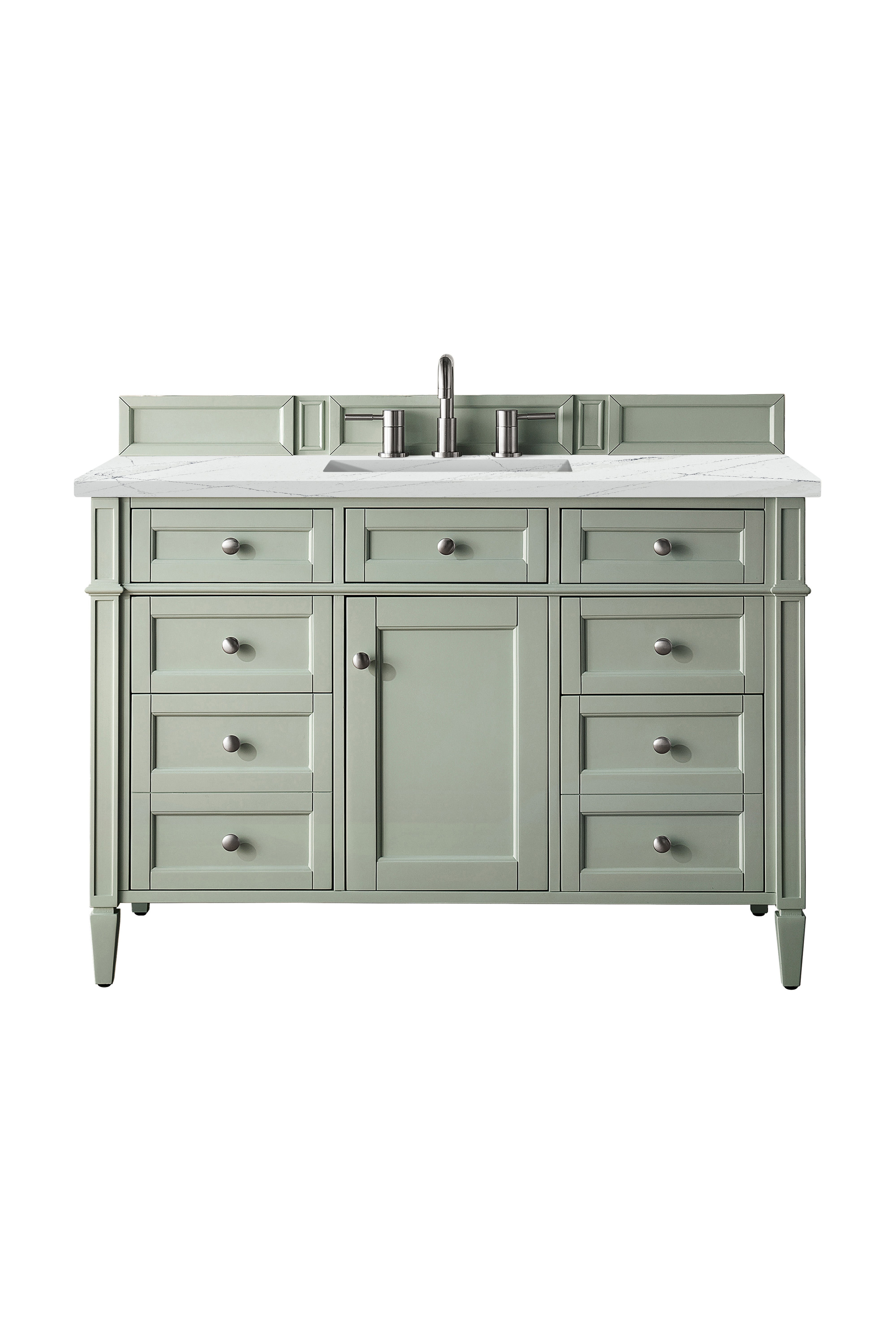 James Martin Brittany 48" Single Vanity in Sage Green with 3cm Countertop and FreePower Wireless Charger