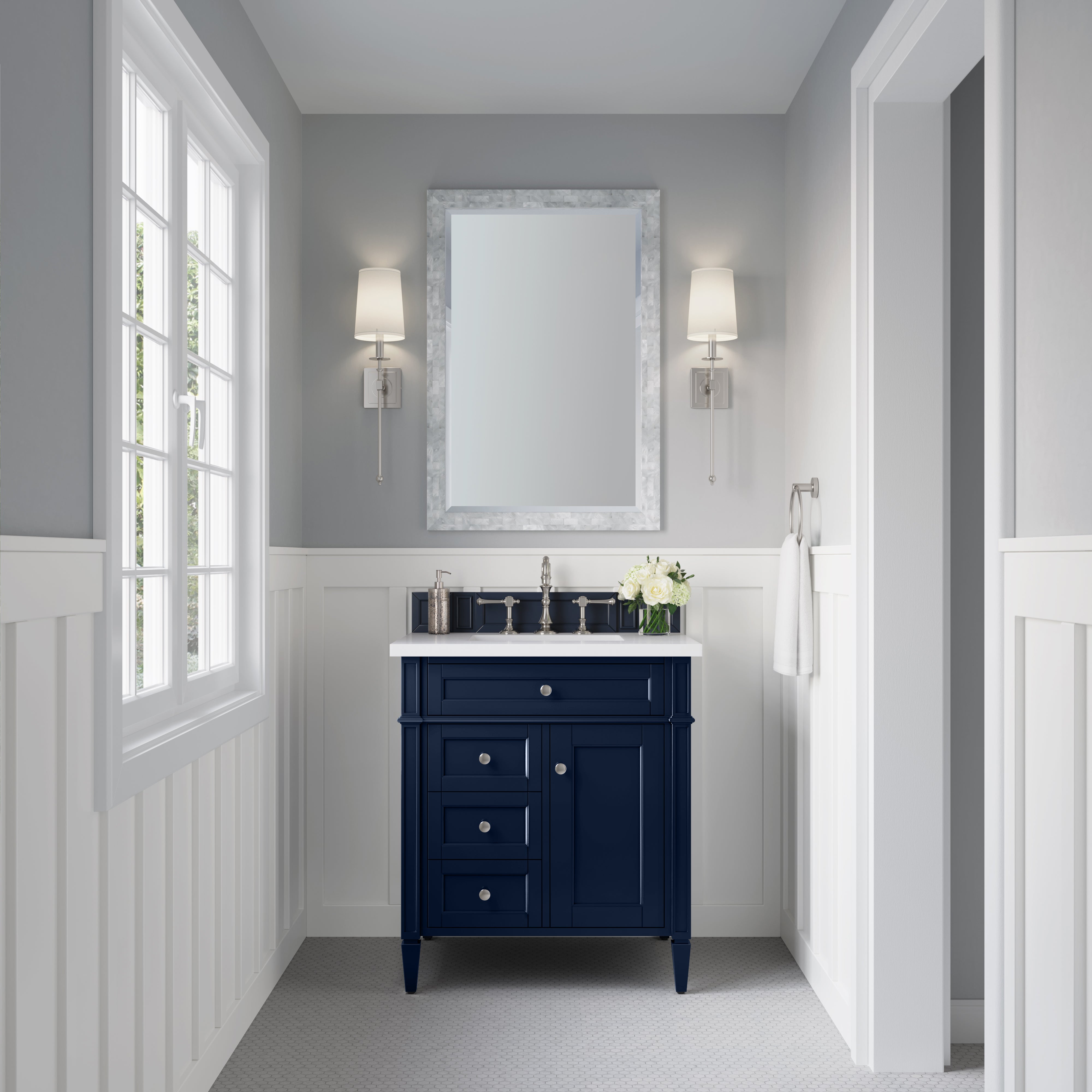 James Martin Brittany 30" Single Vanity in Victory Blue with 3cm Countertop