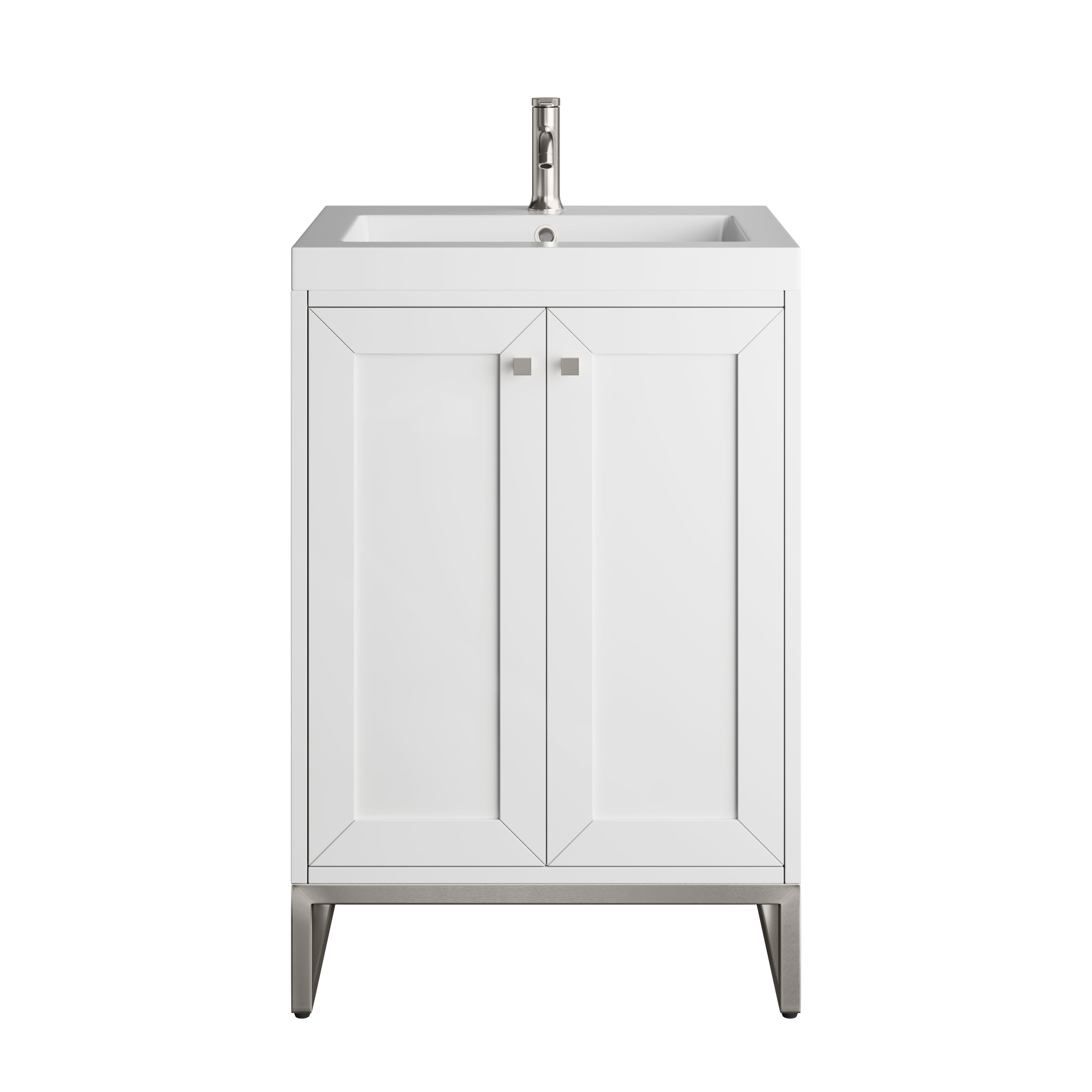 James Martin Chianti 24" Single Vanity in Glossy White with White Glossy Composite Stone Top