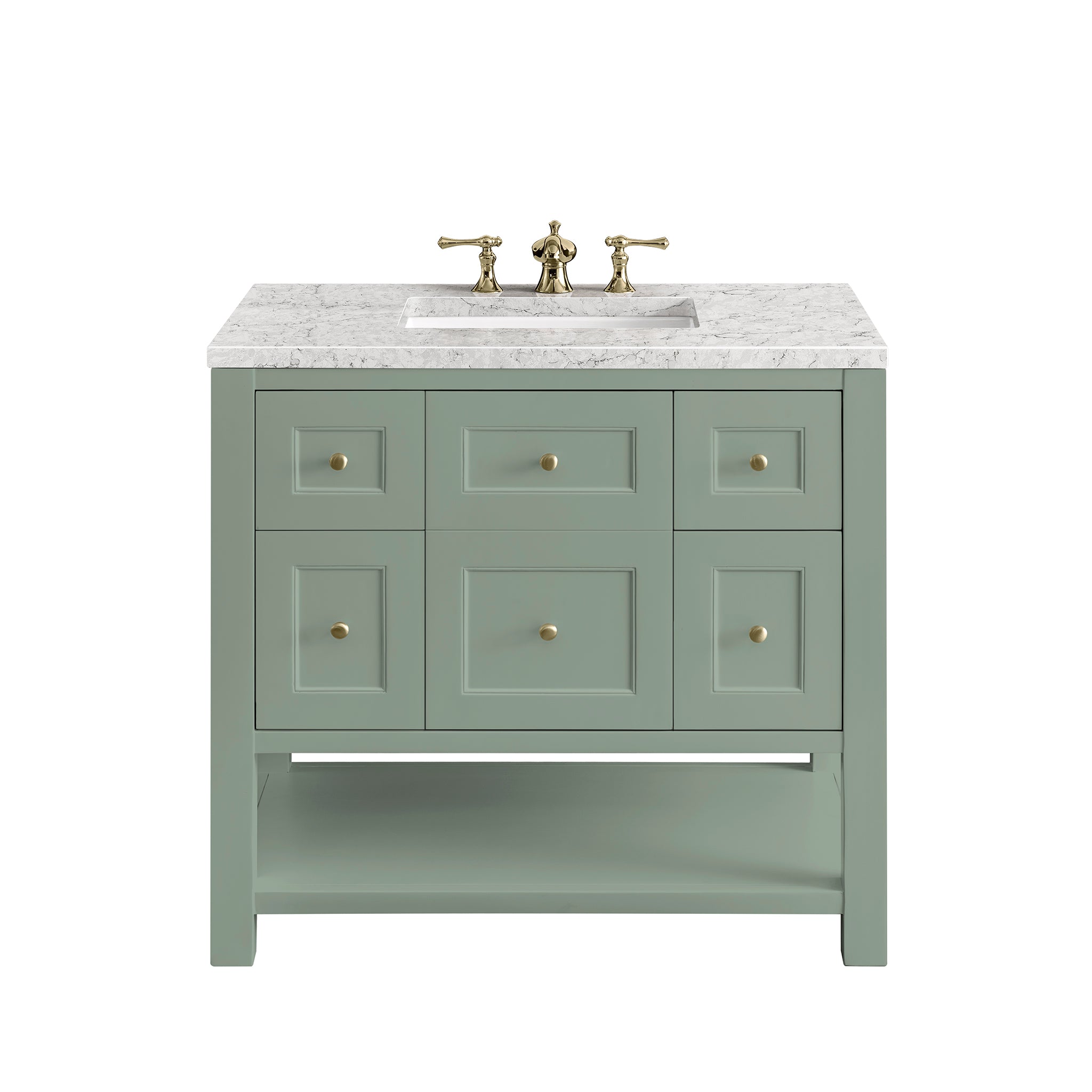 James Martin Breckenridge 36" Single Vanity in Smokey Celadon with 3cm Countertop
