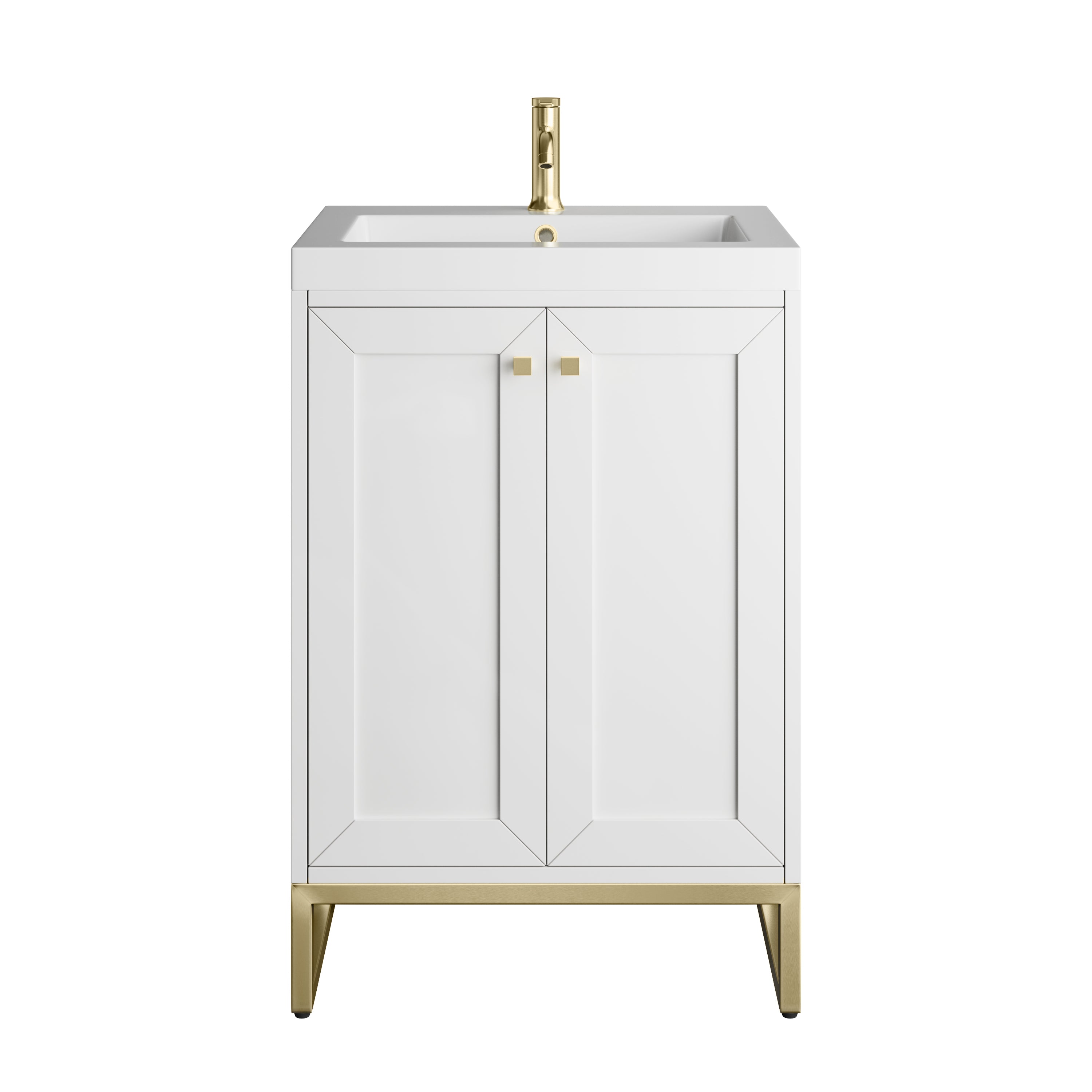 James Martin Chianti 24" Single Vanity in Glossy White with White Glossy Composite Stone Top