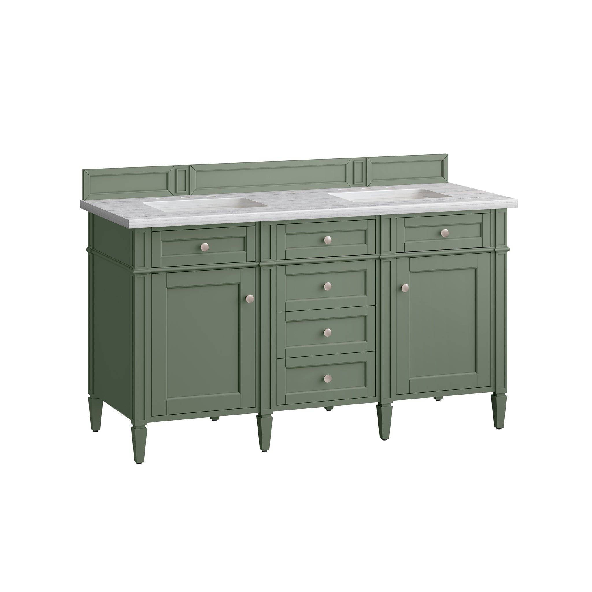 James Martin Brittany 60" Double Vanity in Smokey Celadon with 3cm Countertop