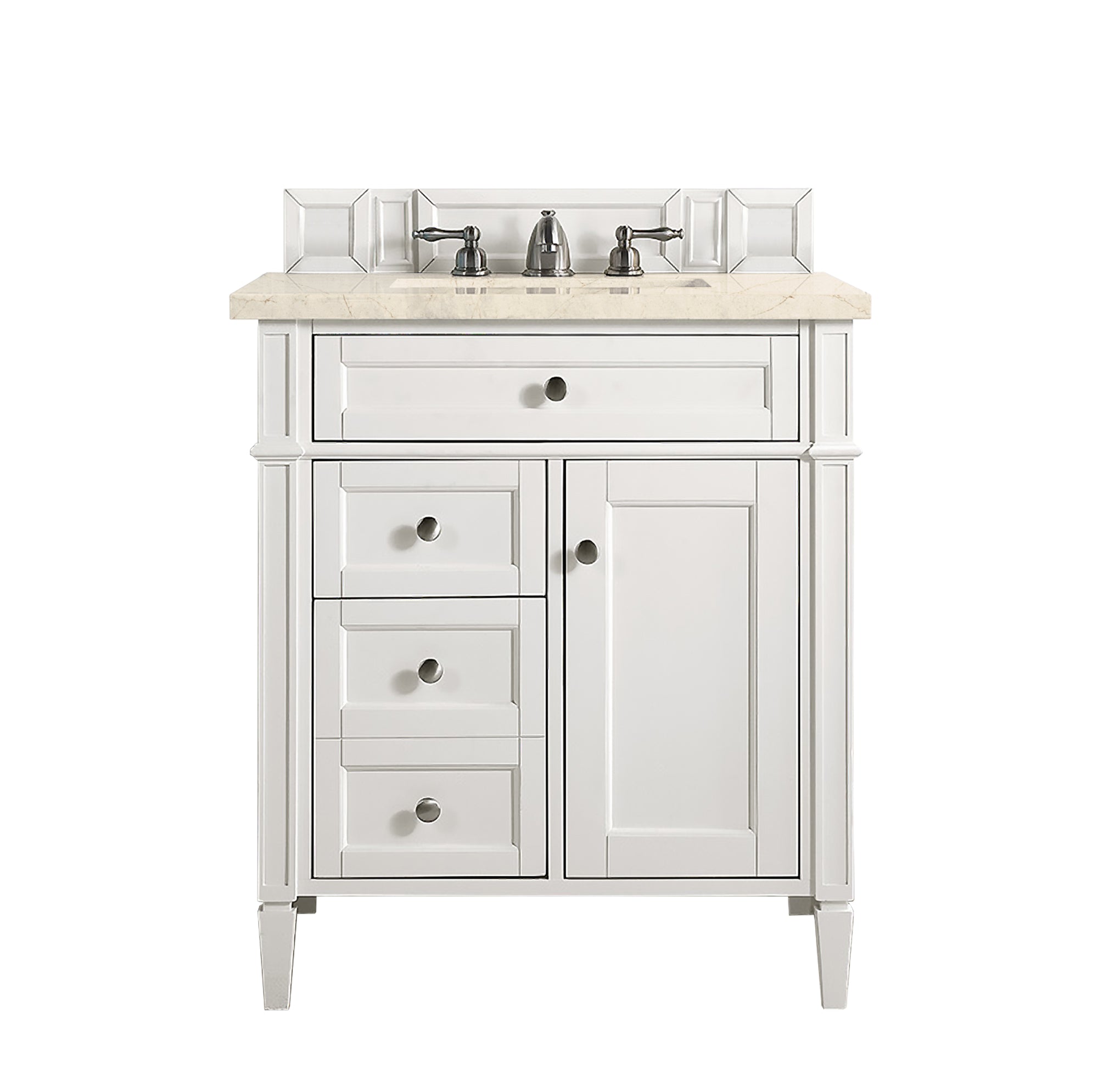James Martin Brittany 30" Single Vanity in Bright White with 3cm Countertop