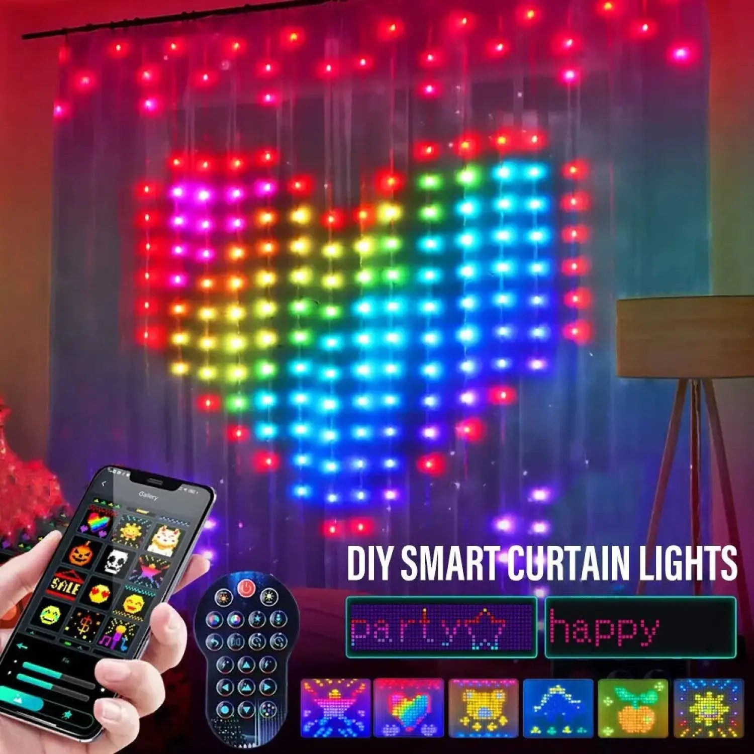 RGB Smart String Lights for Curtain & Party Decor with App Control