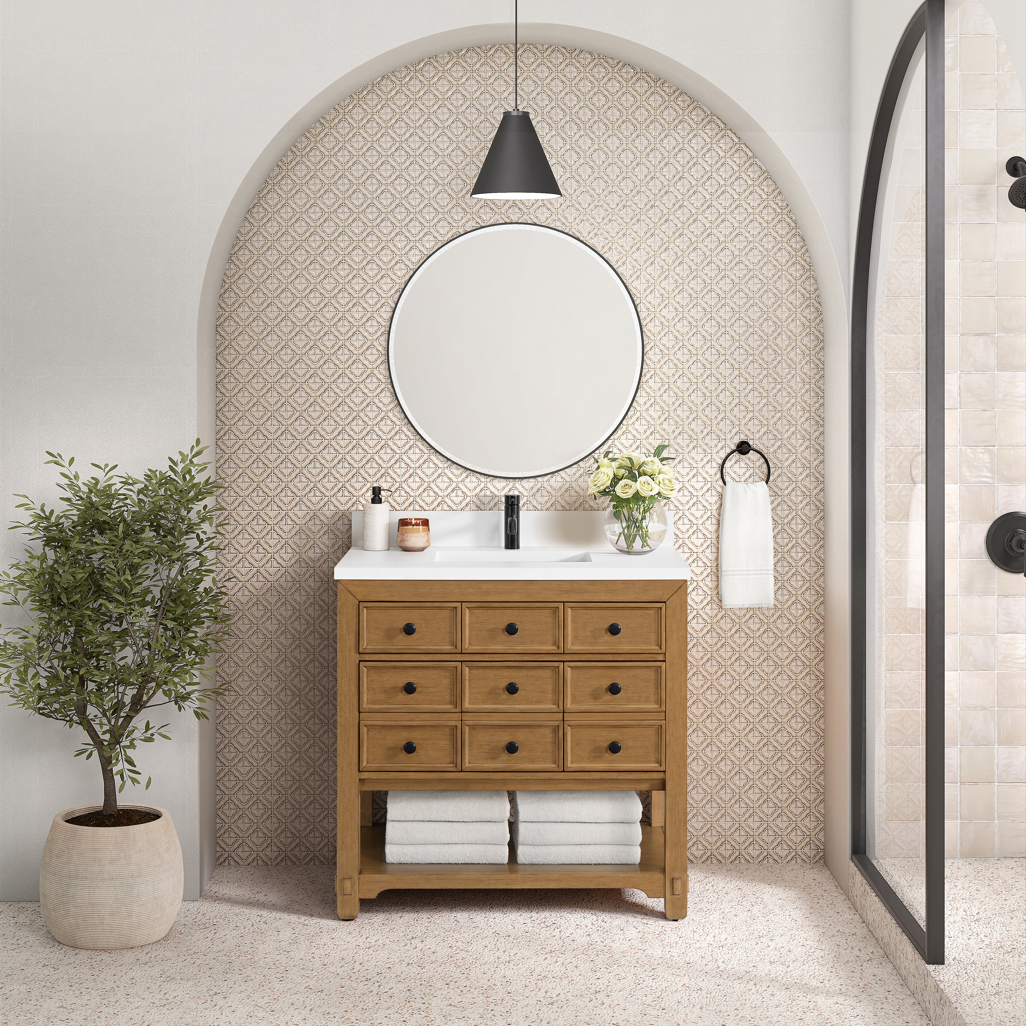 James Martin Malibu 36" Single Vanity in Amber Birch with 3cm Countertop